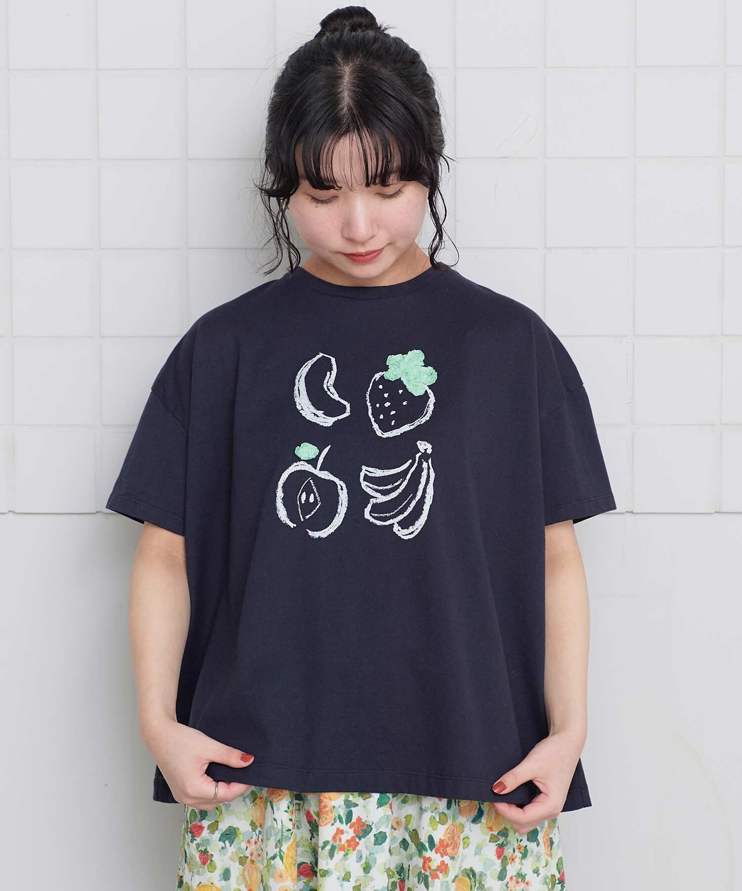アトリエドゥサボン パンジー アップリケ トップス l'atelier du savon（アトリエドゥサボン） tシャツ 植物おせわ係