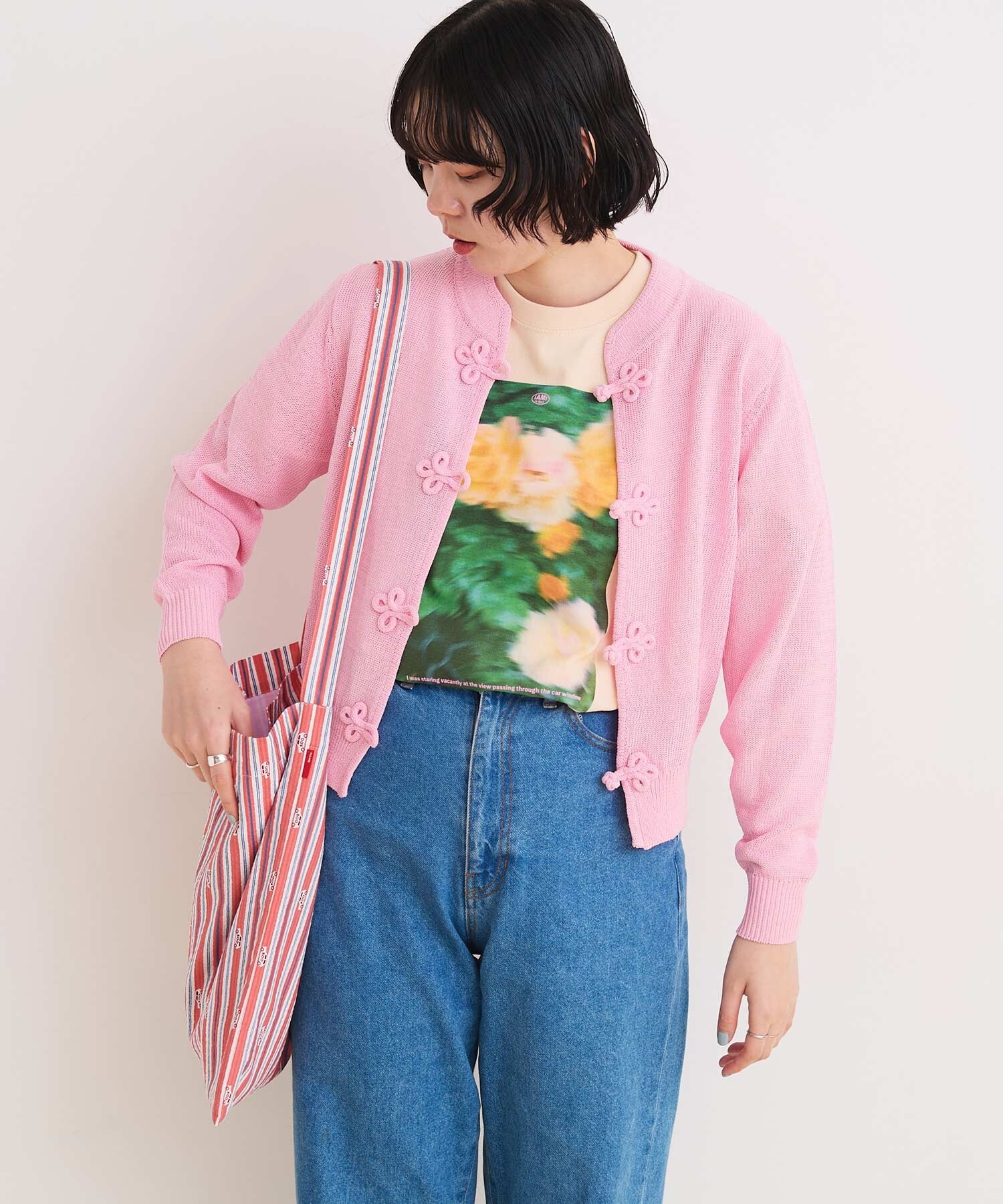 AMBIDEX Store 【予約販売】〇COTTON NYLON 華釦 カーディガン(F