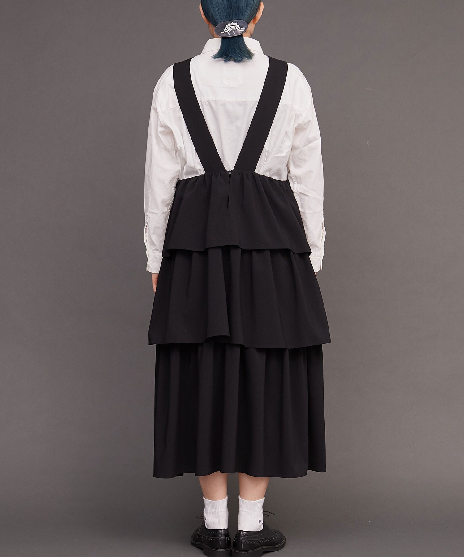 AMBIDEX Store 【予約販売】○TIERED FRILL apron onepiece(F クロ): l