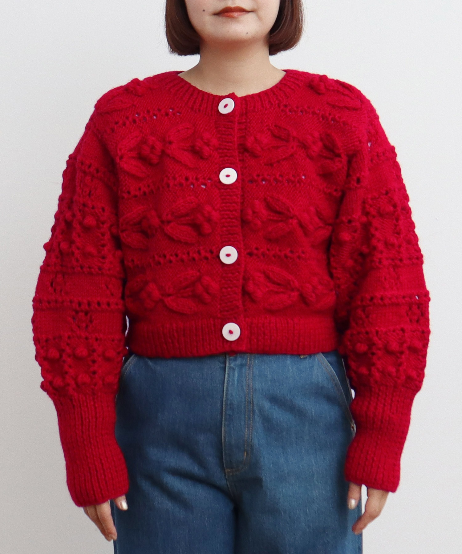 ネパールギルボックス もよう編みショートカーディガン