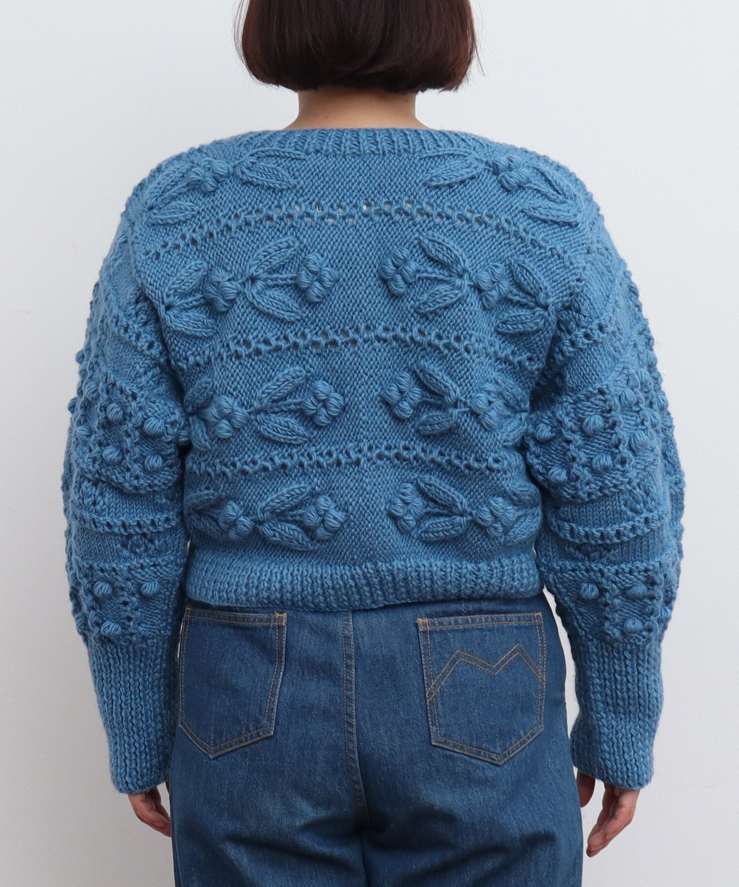 ネパールギルボックス もよう編みショートカーディガン