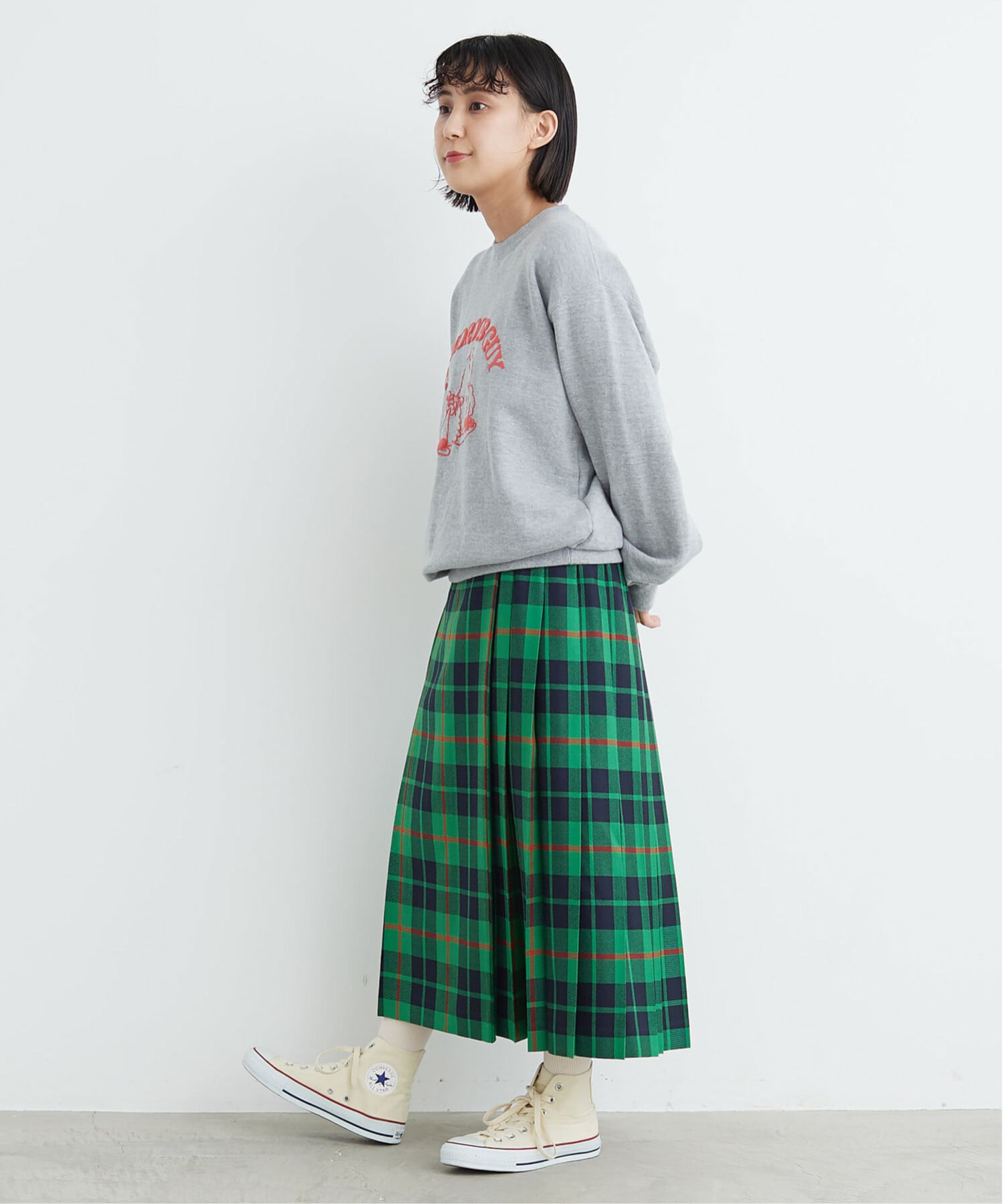 AMBIDEX Store 〇タータンチェックプリーツスカート(36 グリーン): Dot 