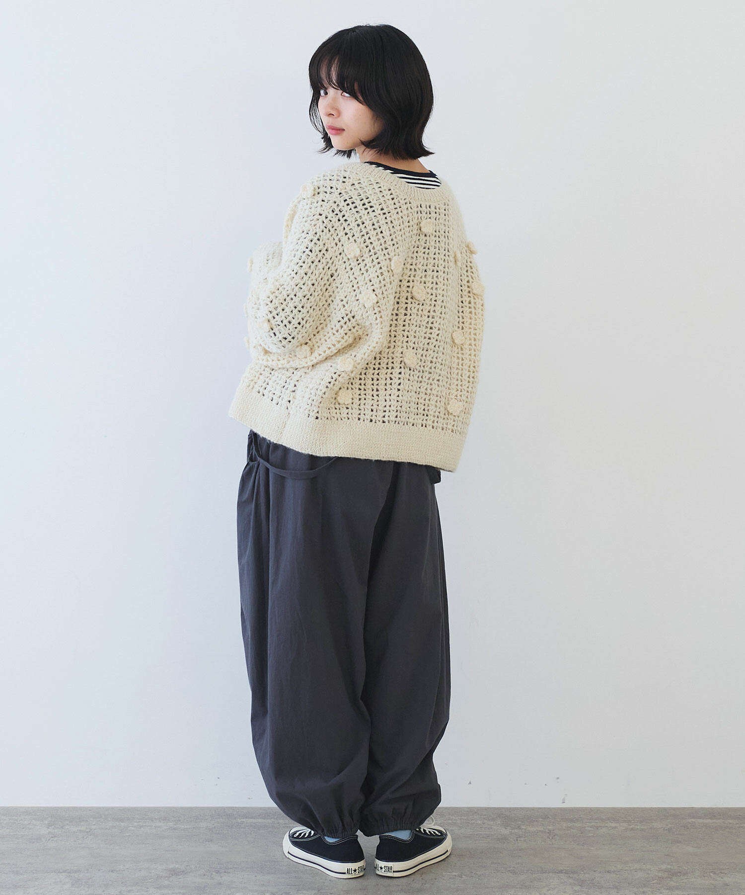 AMBIDEX Store ○ ネパールハンドニット おはなカーディガン(F アオ