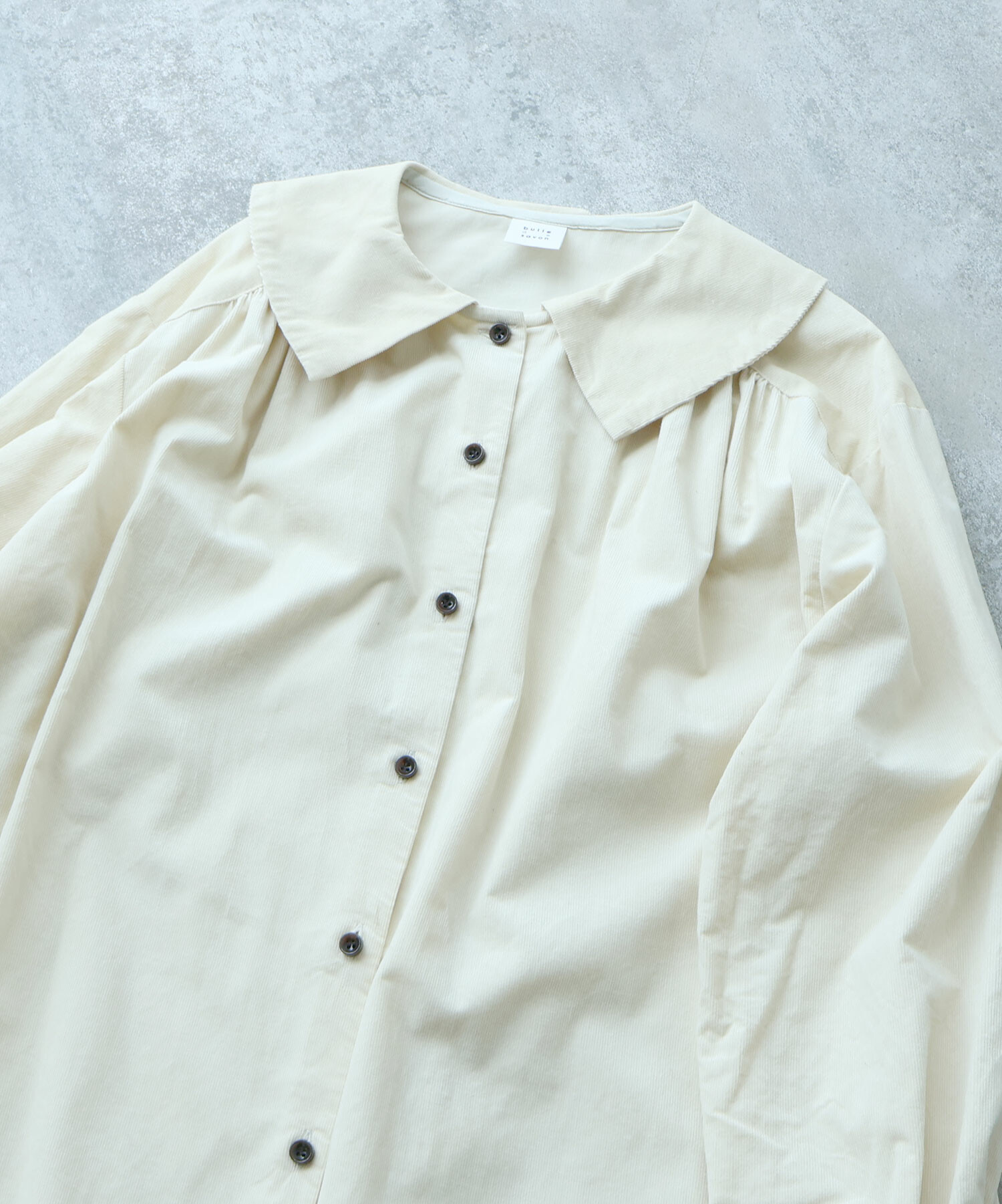 AMBIDEX Store 〇 21Wシャツコール 角襟ギャザーワンピース(F ブルー