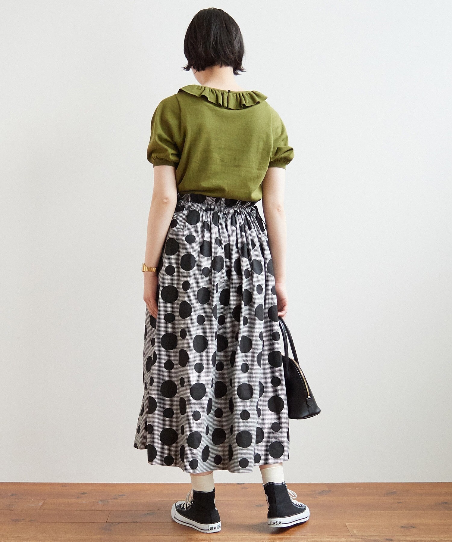 AMBIDEX Store ○gingham×dot プリント スカート(F クロ): bulle de savon