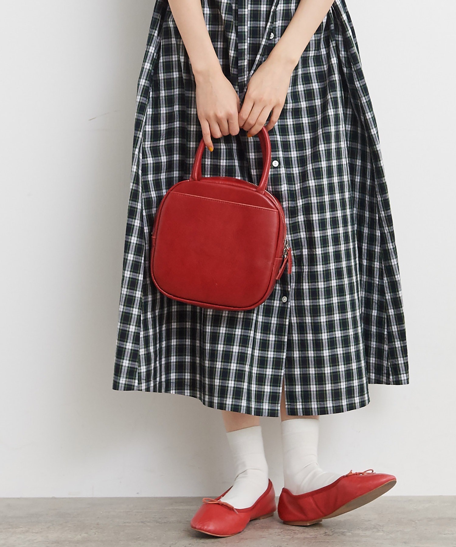 AMBIDEX Store ○△ICY LEATHER BOSTONBAG(F アカ): Dot and Stripes 