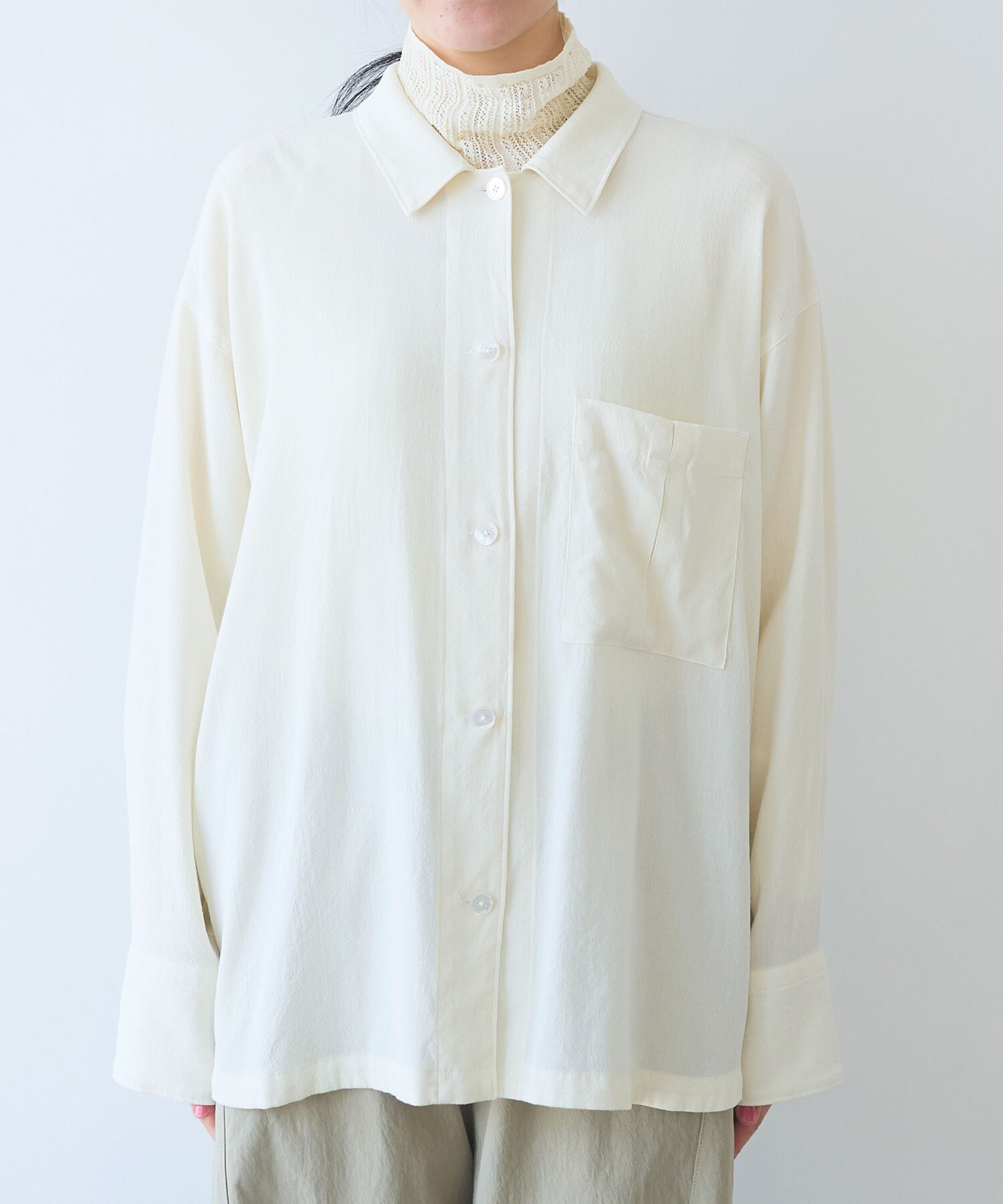 AMBIDEX Store ○レーヨンウール haori シャツ (F キナリ): yuni