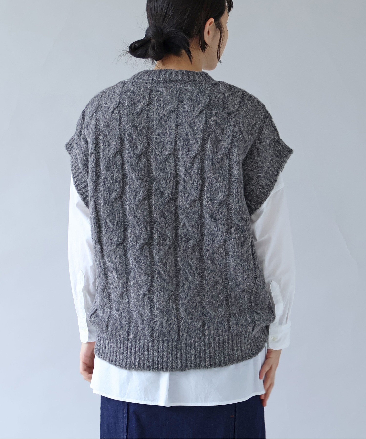 AMBIDEX Store ○malibo mix ウール アラン編みベスト(F キナリ): yuni