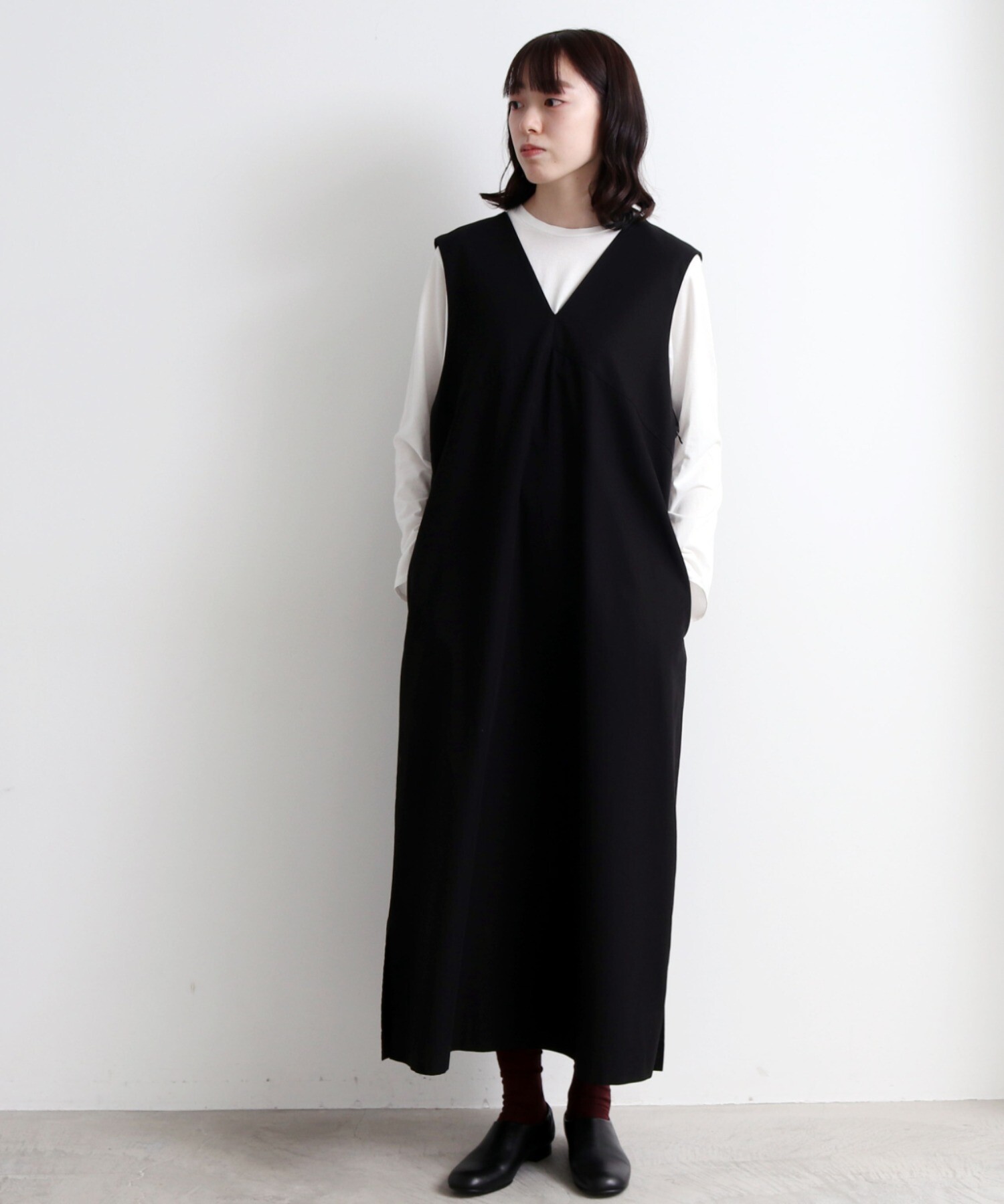 AMBIDEX Store 80/2強撚ギャバコットン jumper skirt(F ブラウン): yuni