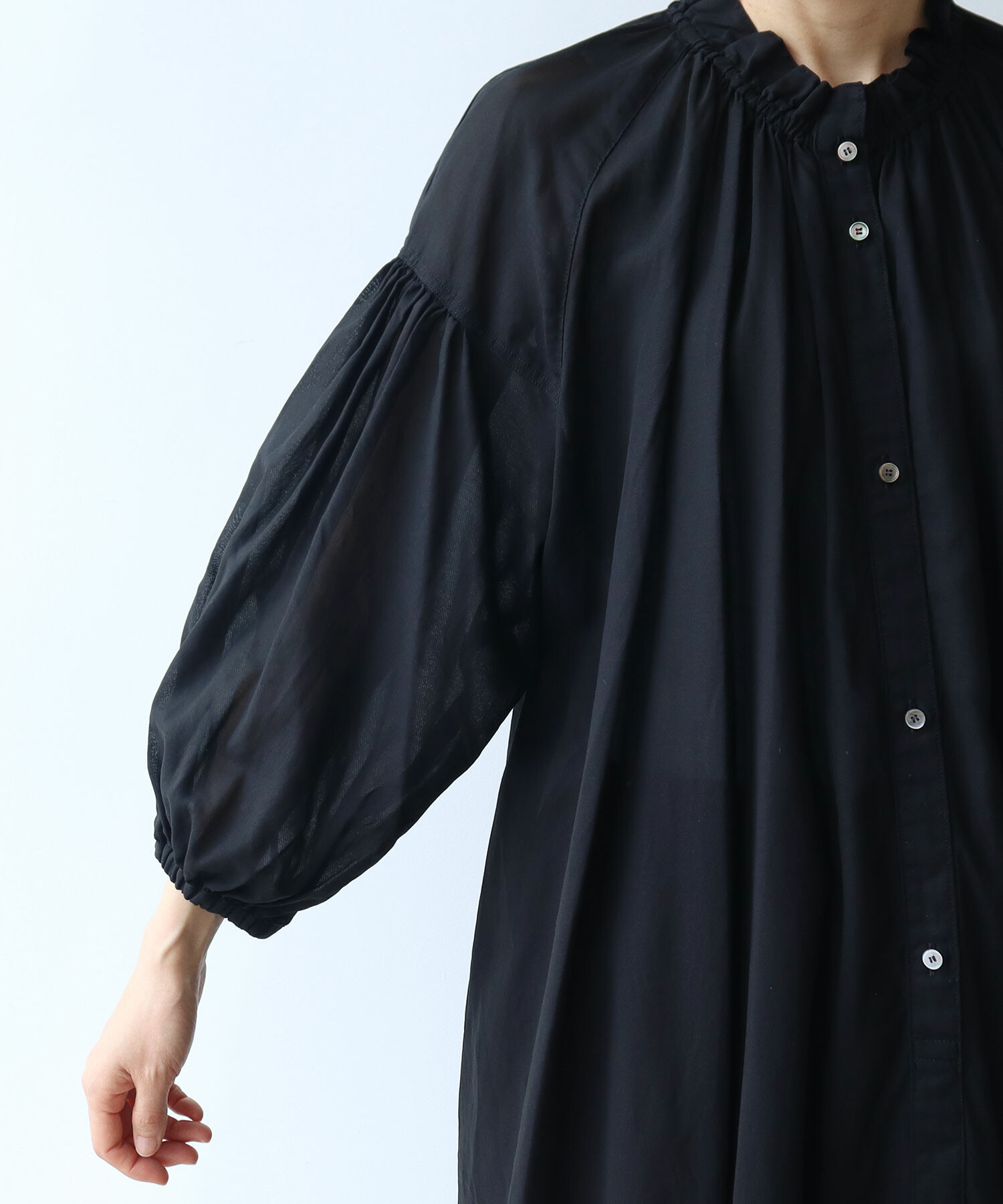 AMBIDEX Store ハイツイストコットン gather collar ワンピース