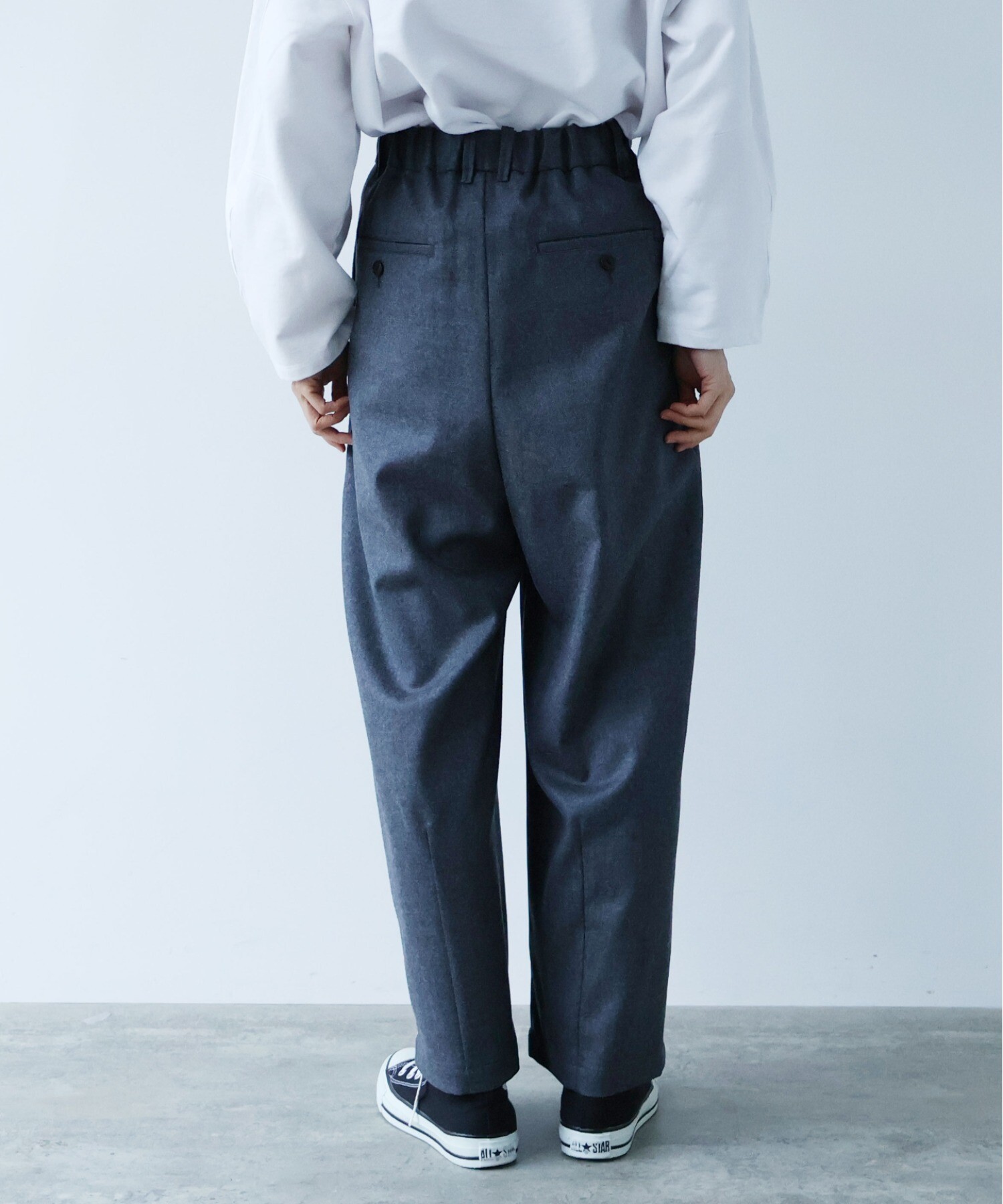 AMBIDEX Store △washable wool wideパンツ(M クロ): yuni