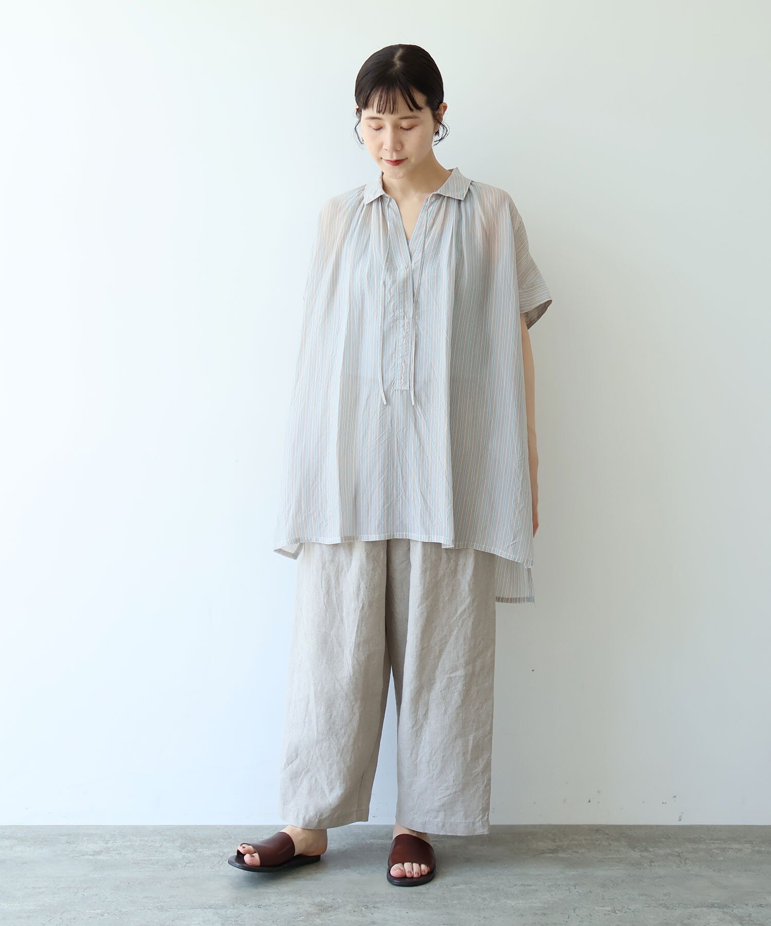 AMBIDEX Store 【予約販売】40/1 Linen easy gum tack パンツ(M