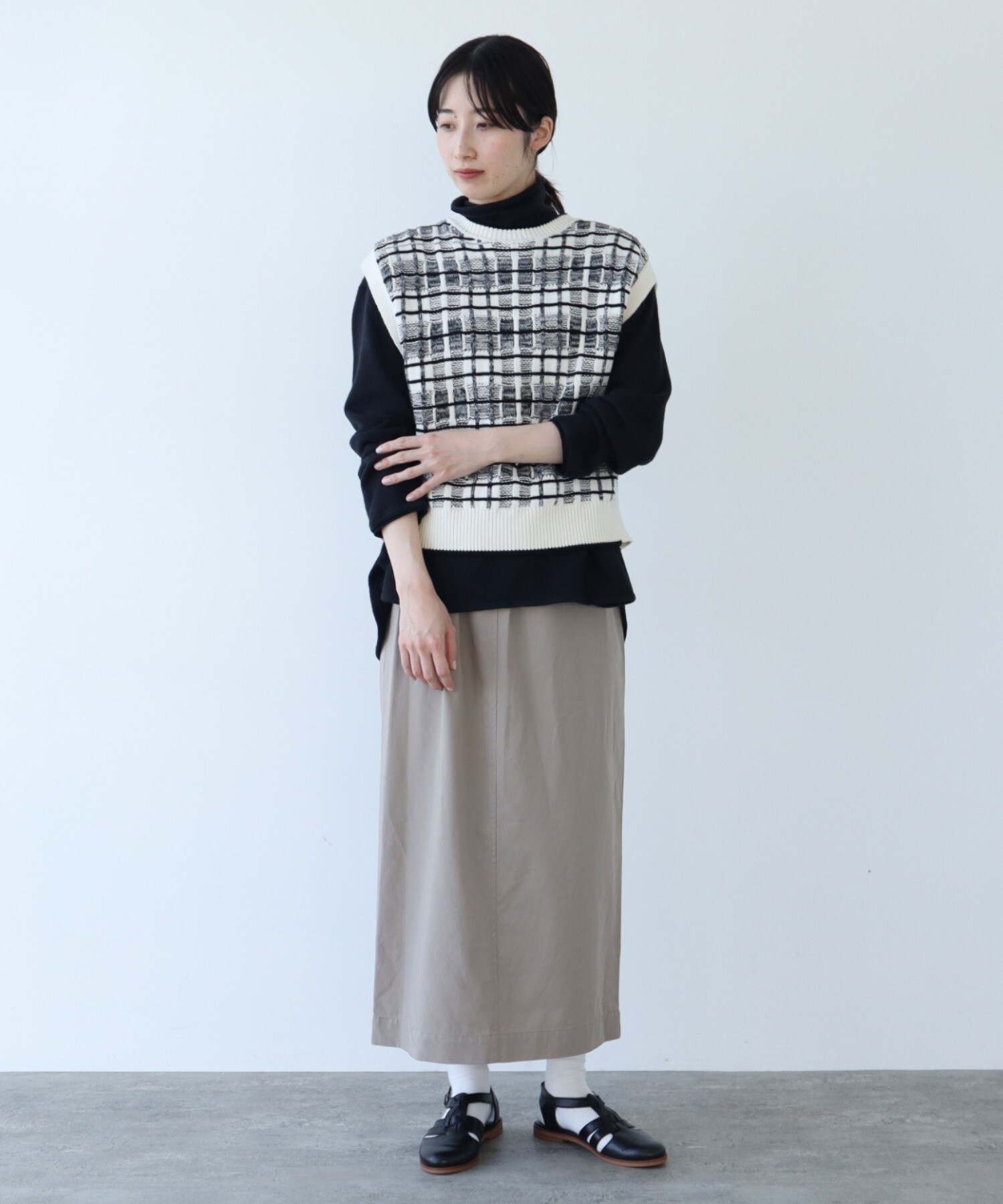 AMBIDEX Store △強撚ラチネラップ Iラインスカート(F ベージュ): yuni