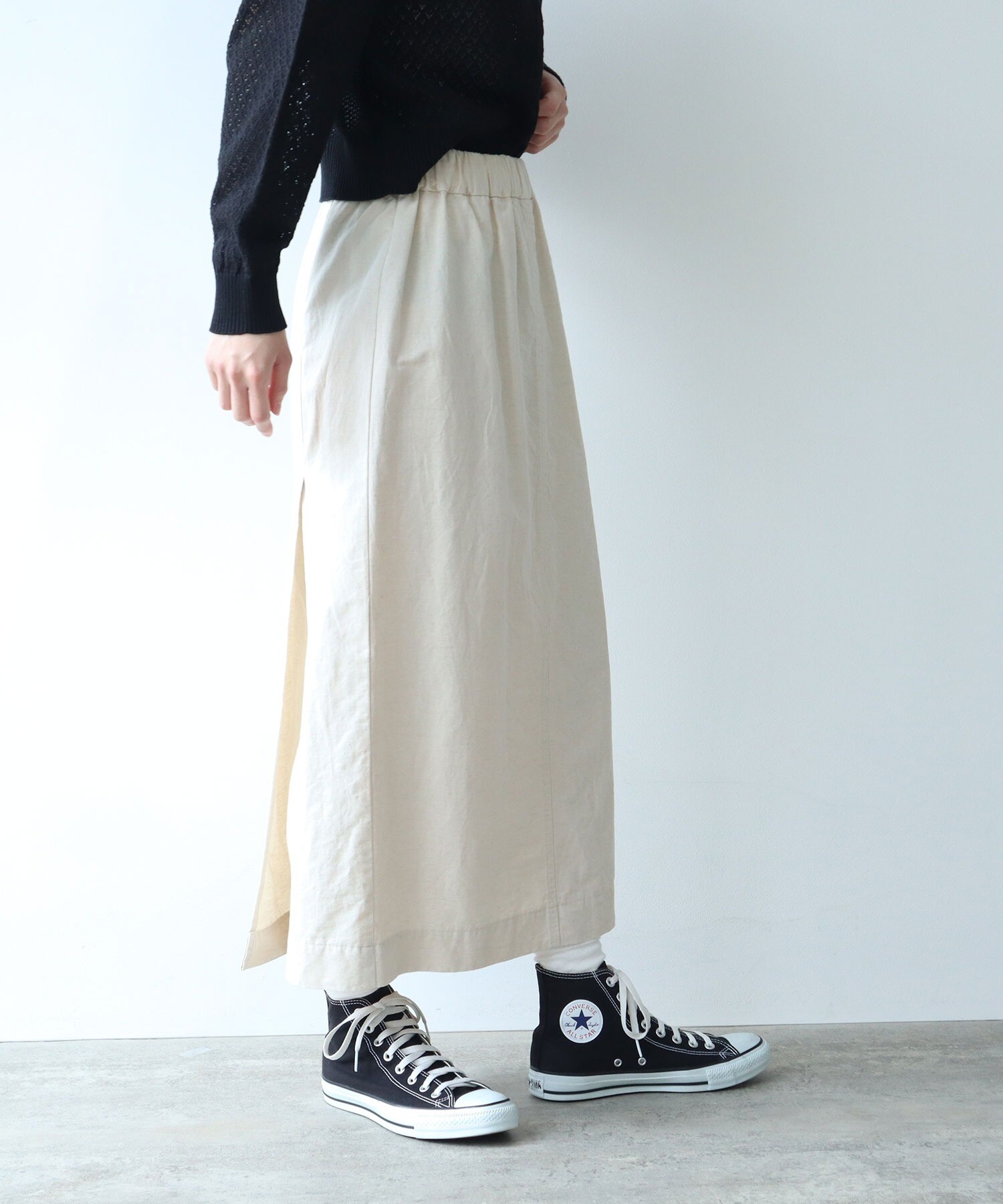 AMBIDEX Store ○コットンリネンツイル Iラインスカート(F クロ): yuni