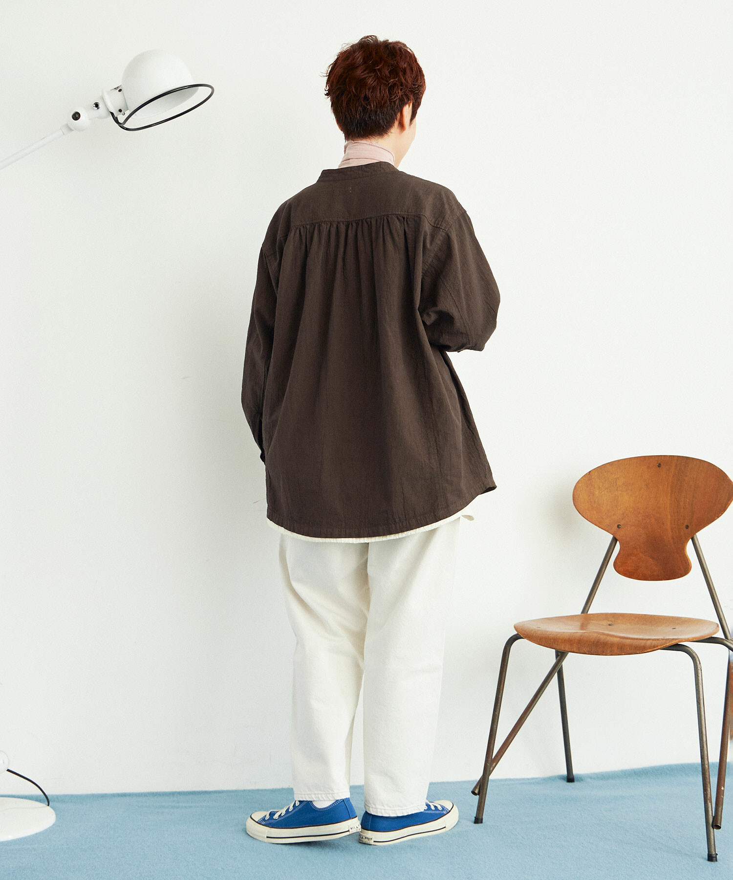 AMBIDEX Store ○強撚POPLIN 製品染 POCKET シャツ(F LIGHT GREY