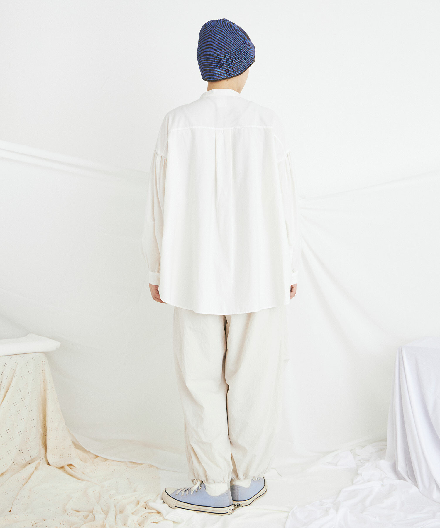 AMBIDEX Store 綿サテンピグメント染 FRILL シャツ(F IVORY): buoybuoy