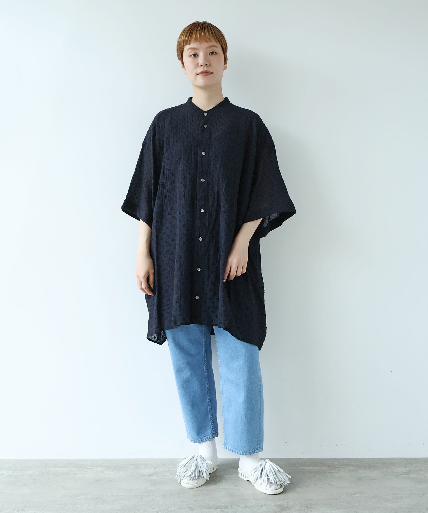 AMBIDEX Store DOT CUT DOBBY PAPA シャツ(F LIGHT BLUE): buoybuoy