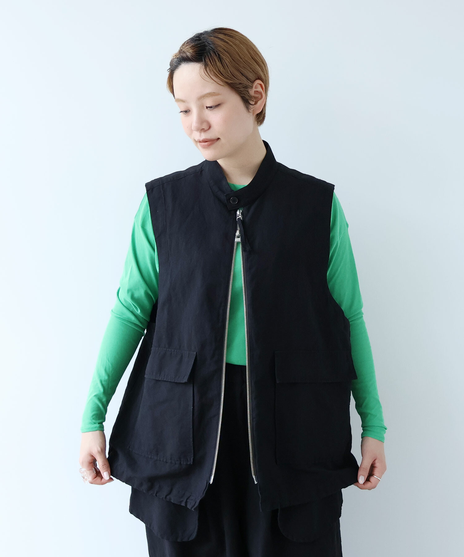 AMBIDEX Store Li/Cクロスワッシャー/CHECK ZIP ベスト(F BLACK): buoybuoy