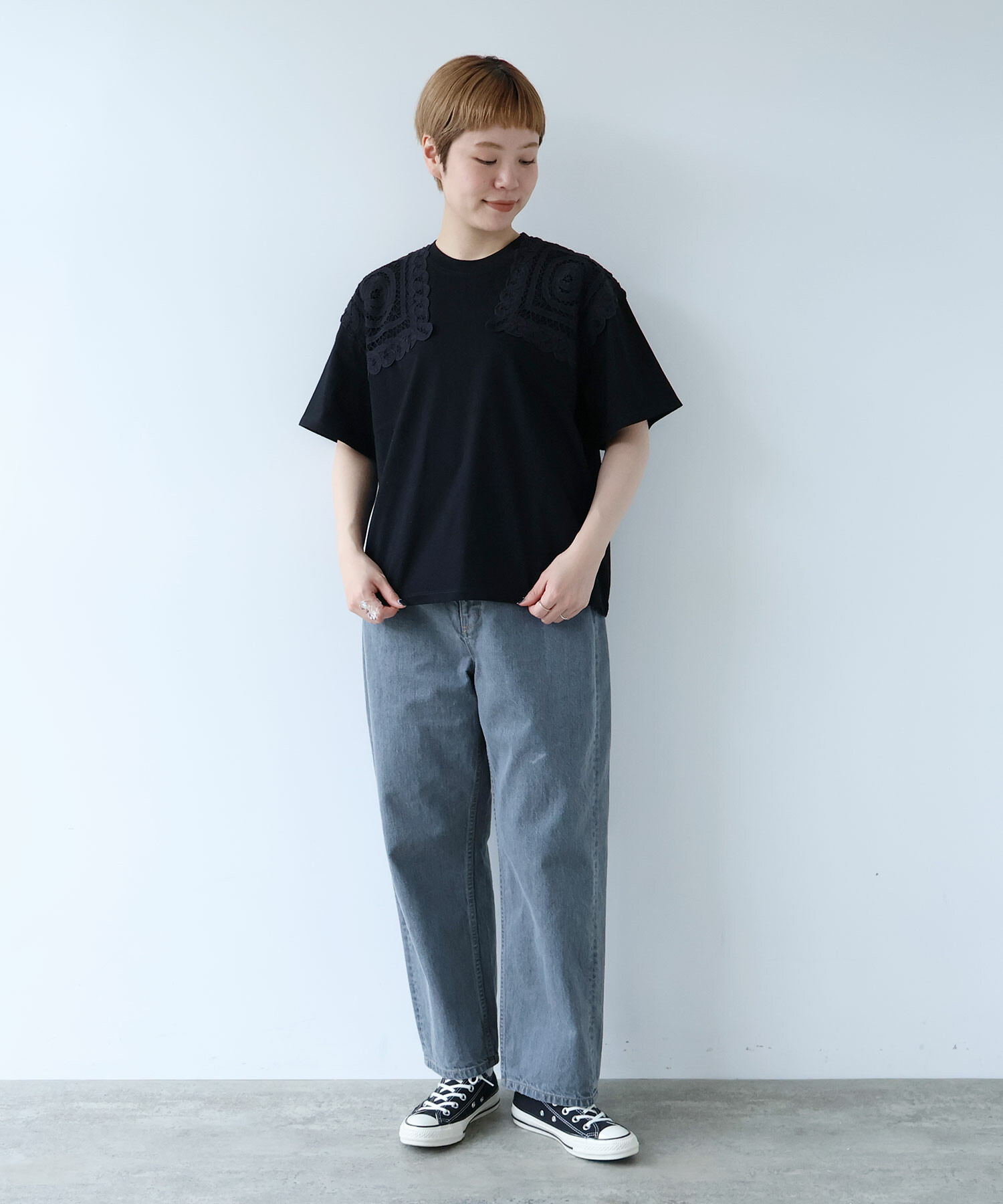 AMBIDEX Store バテンレース SHOLDER T-シャツ(F WHITE): buoybuoy