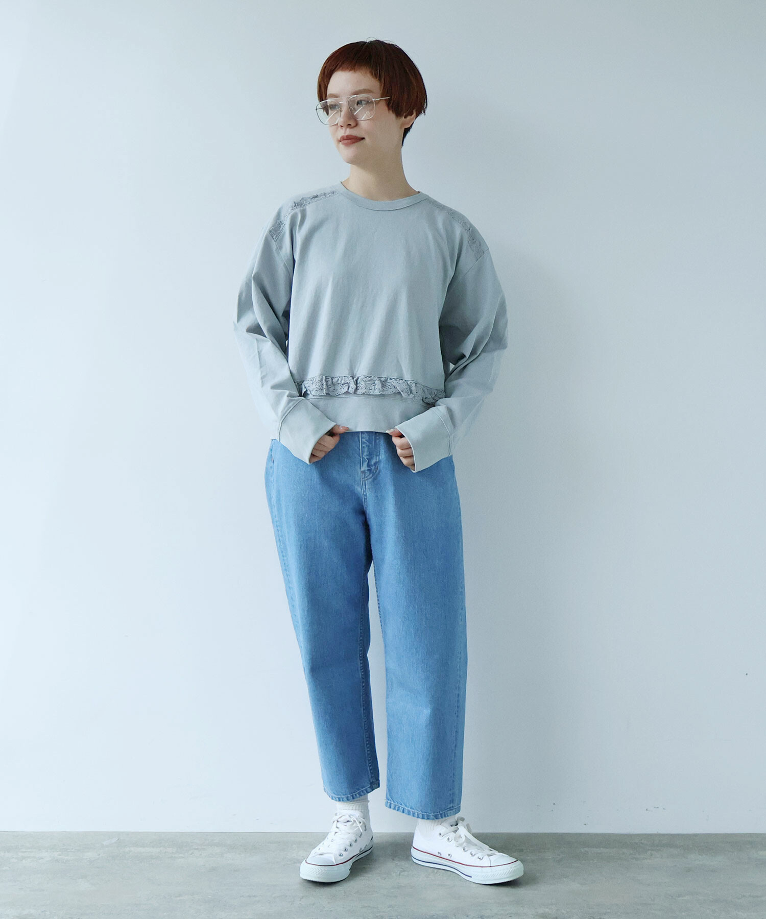 AMBIDEX Store ○cotton lace SHORT プルオーバー(F CHARCOAL): FLAT