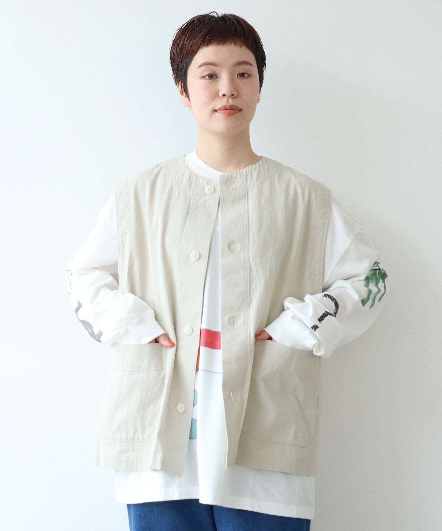 AMBIDEX Store ○強撚TWILL ジレ(F BLACK): FLAT-cic-HATENA