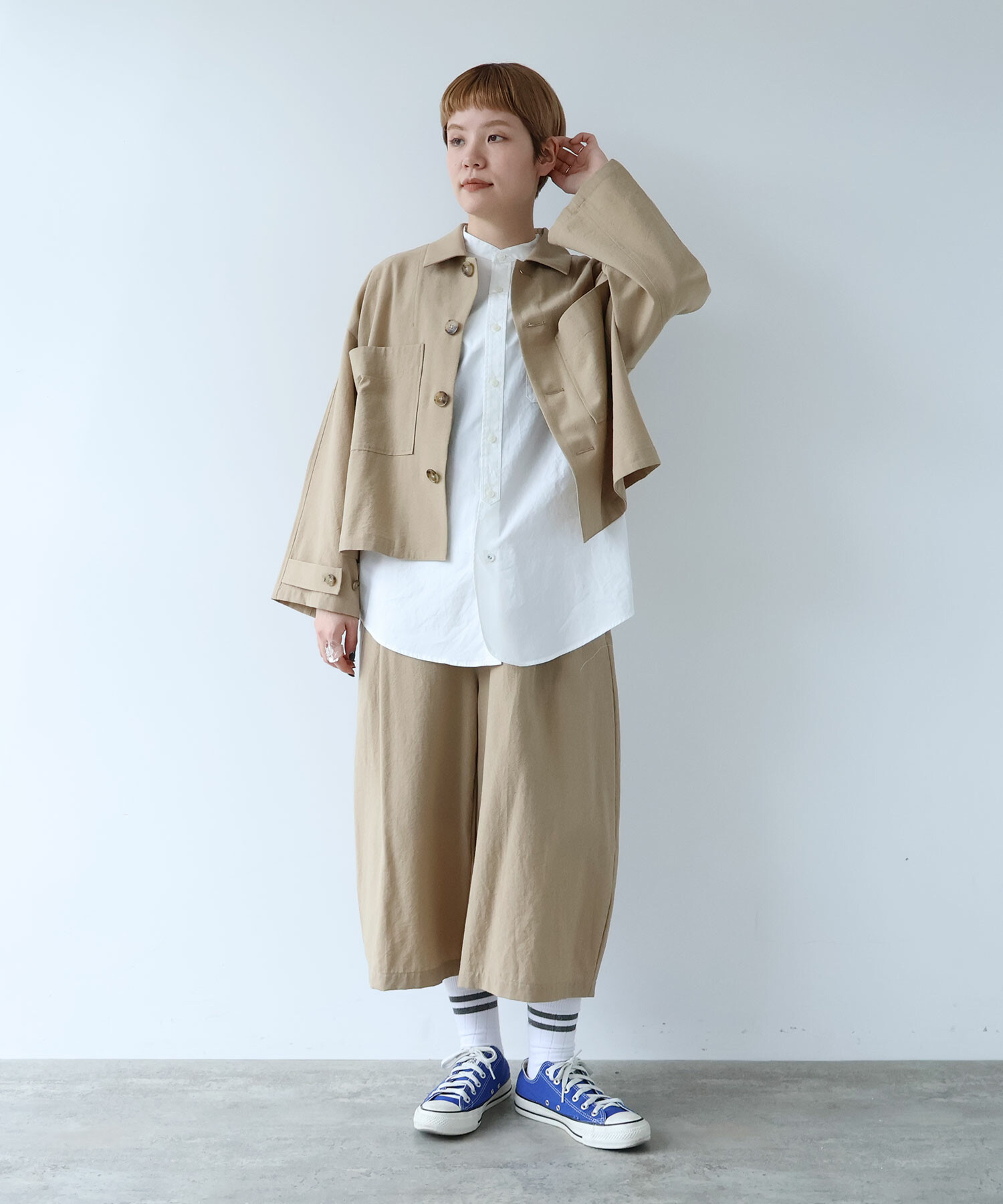 AMBIDEX Store ウール/コットン hira washer CROPPED パンツ(F BLACK