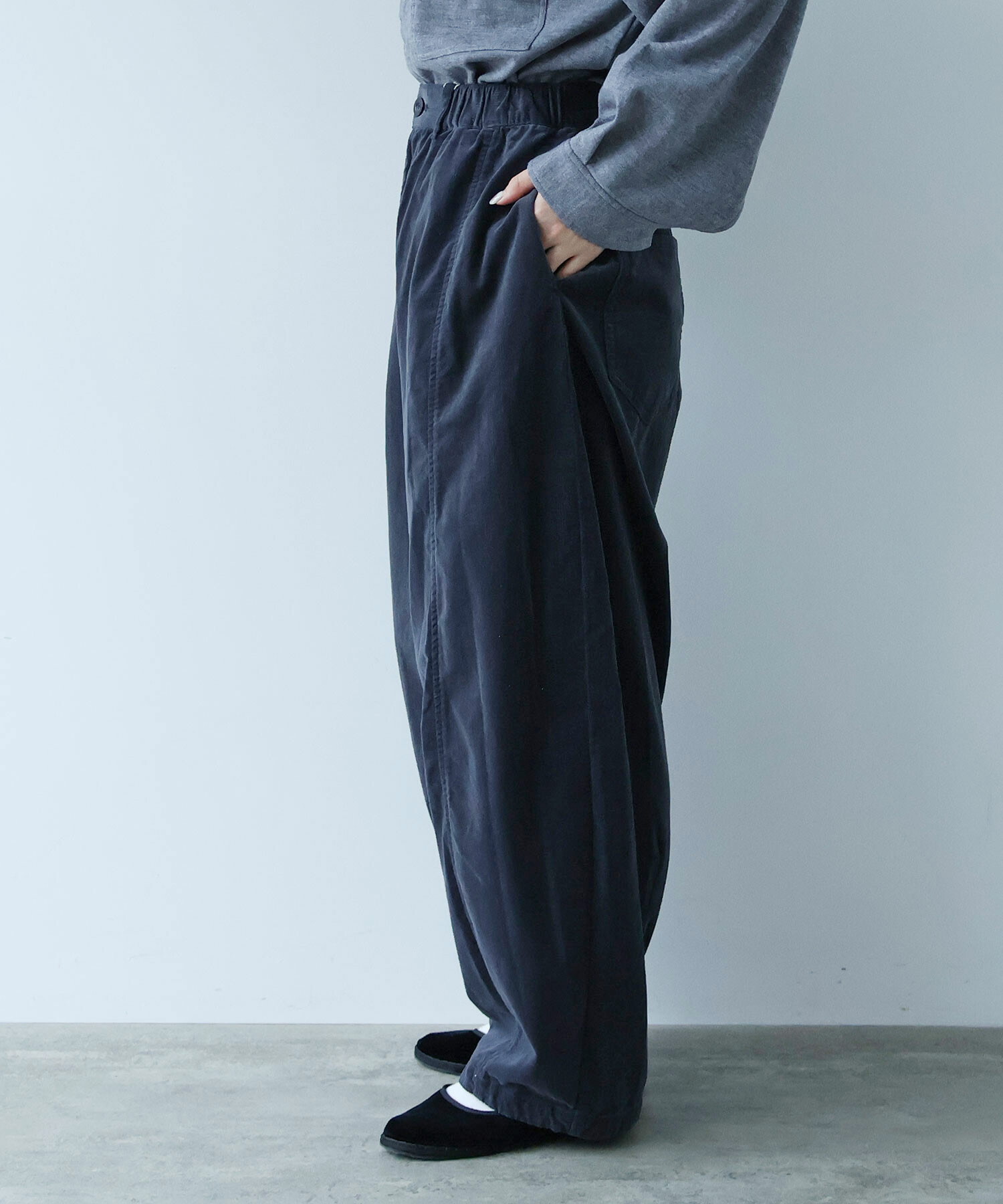 AMBIDEX Store ○スラブ別珍 製品染 CURVE パンツ(F SKY): FLAT-cic-HATENA