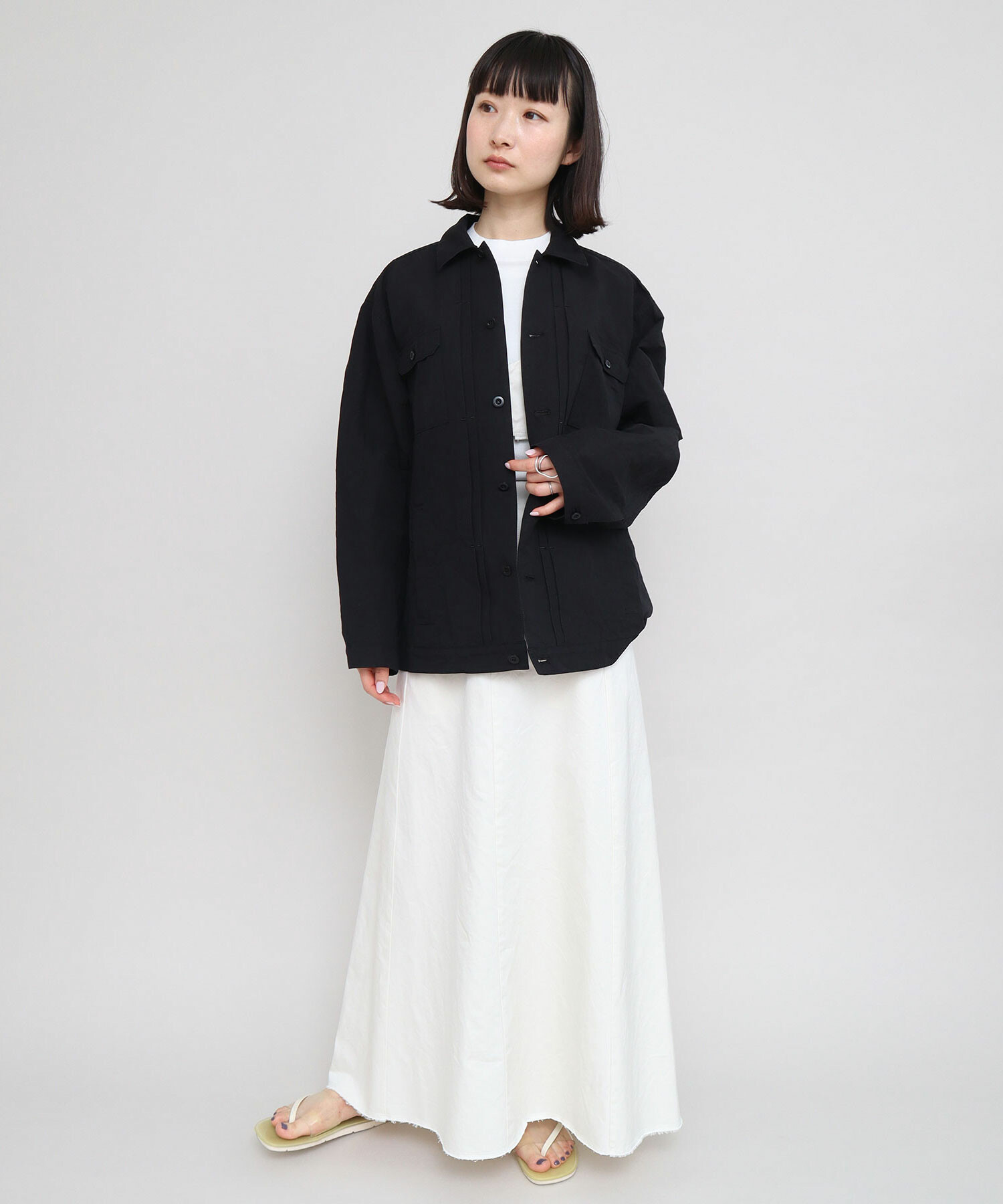 アトリエダンタン　リネン　スタンドカラーシャツ　黒 Atelier d'antan (アトリエ ダンタン) Linton Cotton Shirt