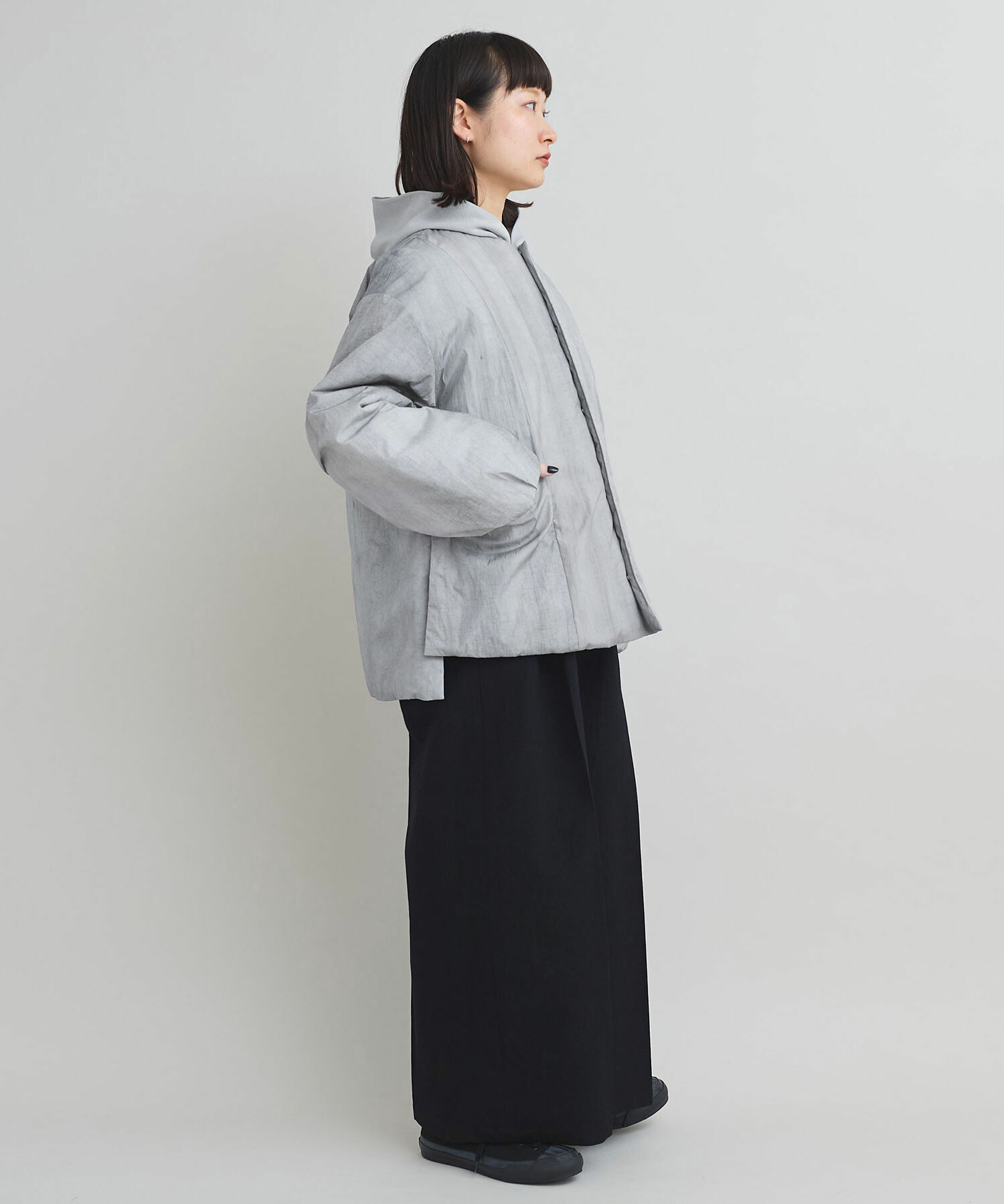 AMBIDEX Store 〇ナイロン流し染め ショートコート(F グレー): iki