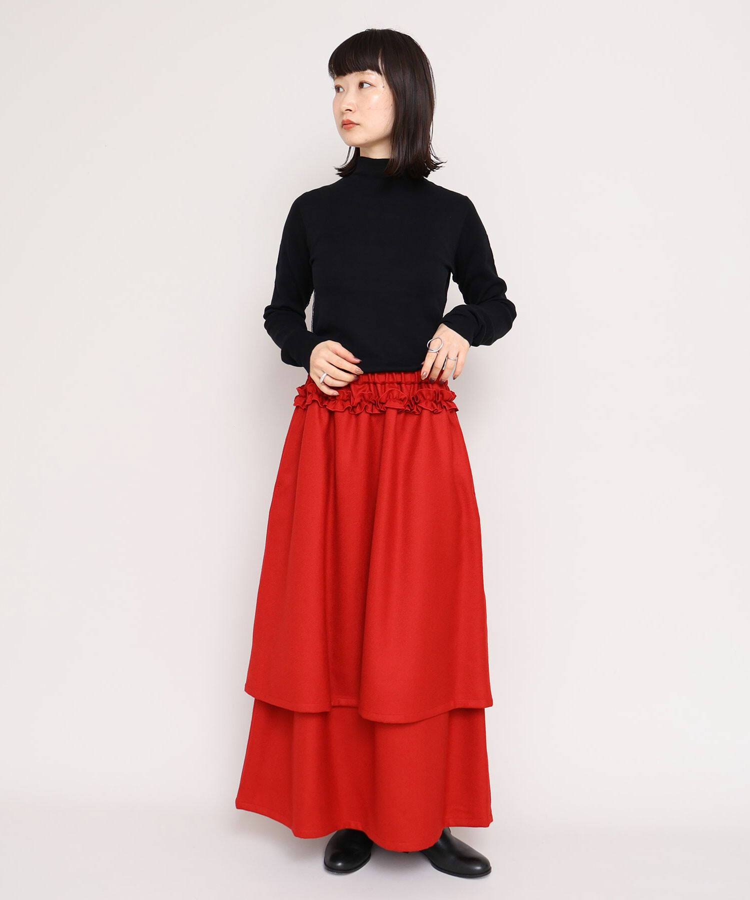 AMBIDEX Store 先染めチェック フリルギャザー スカート(F チェック): iki