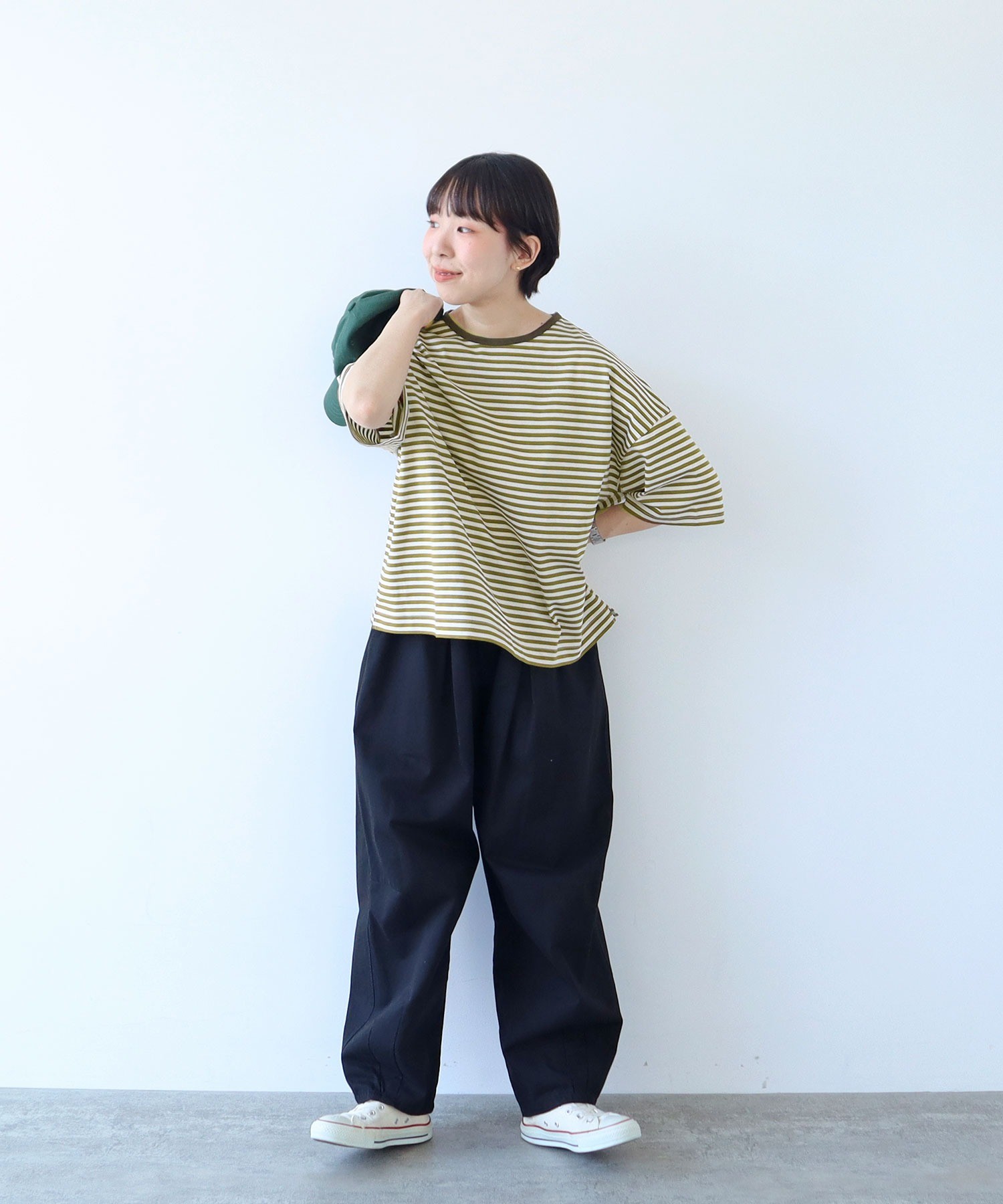 激安ブランド Store AMBIDEX △ボーダー配色バインダー Tシャツ(F 5分袖BIG アイドル