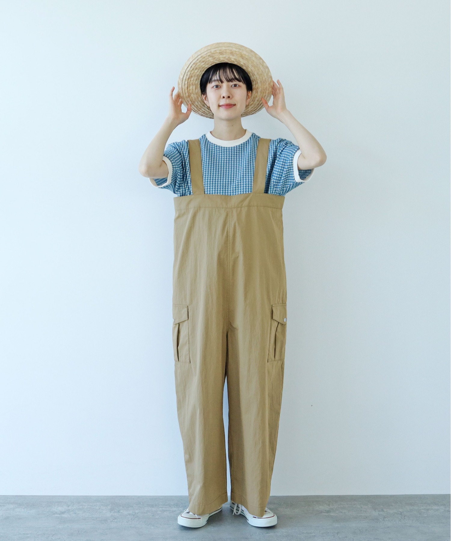 AMBIDEX Store △○ギンガムジャガード 半袖BIG Tシャツ(F