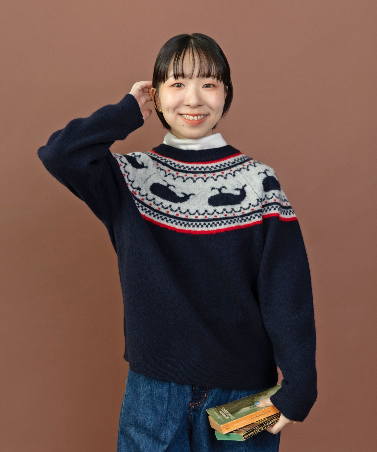 かいがら AMBIDEX Store △〇クジラジャカード 求心風2WAY カーディガン(F