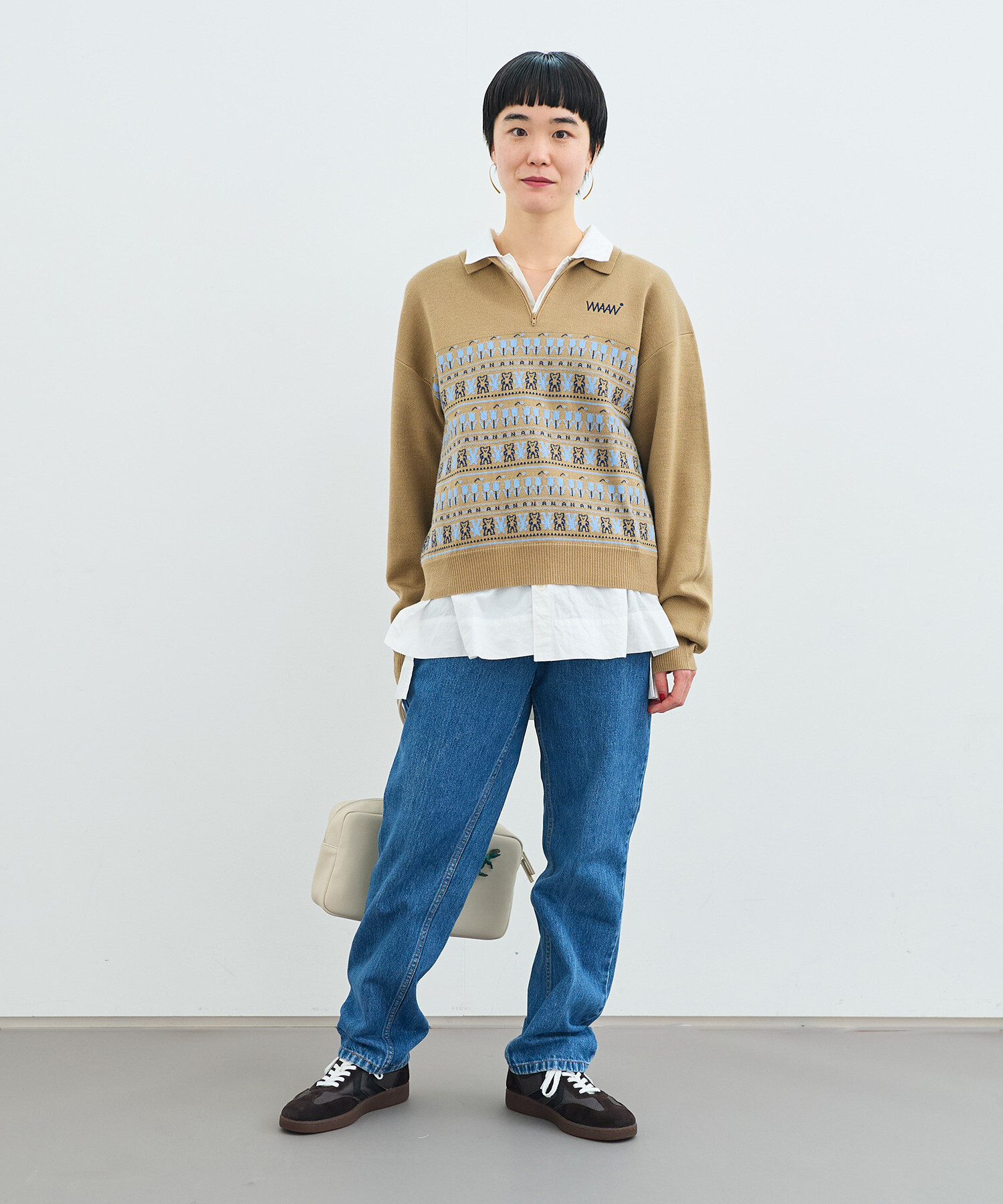 kitty311様 AMBIDEX Store 〇WAAN JACQUARD ハーフジップブルゾン(F GRAY