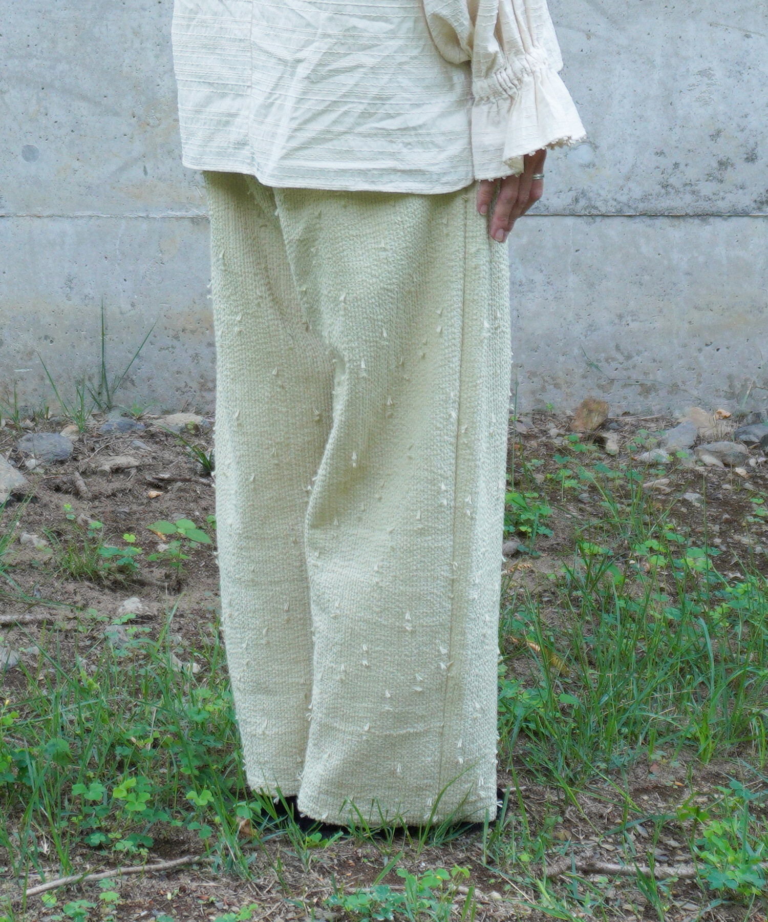 AMBIDEX Store 〇sashiko jacquard ギャザーパンツ(F ピンク
