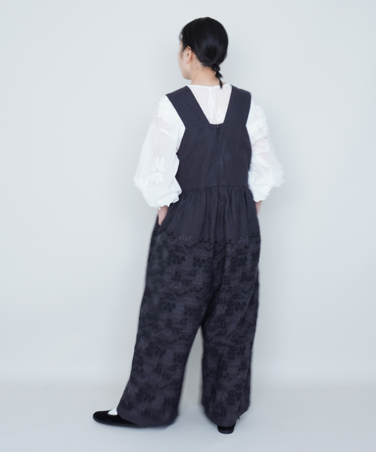AMBIDEX Store ○〇sampler embroidery オーバーオール(F