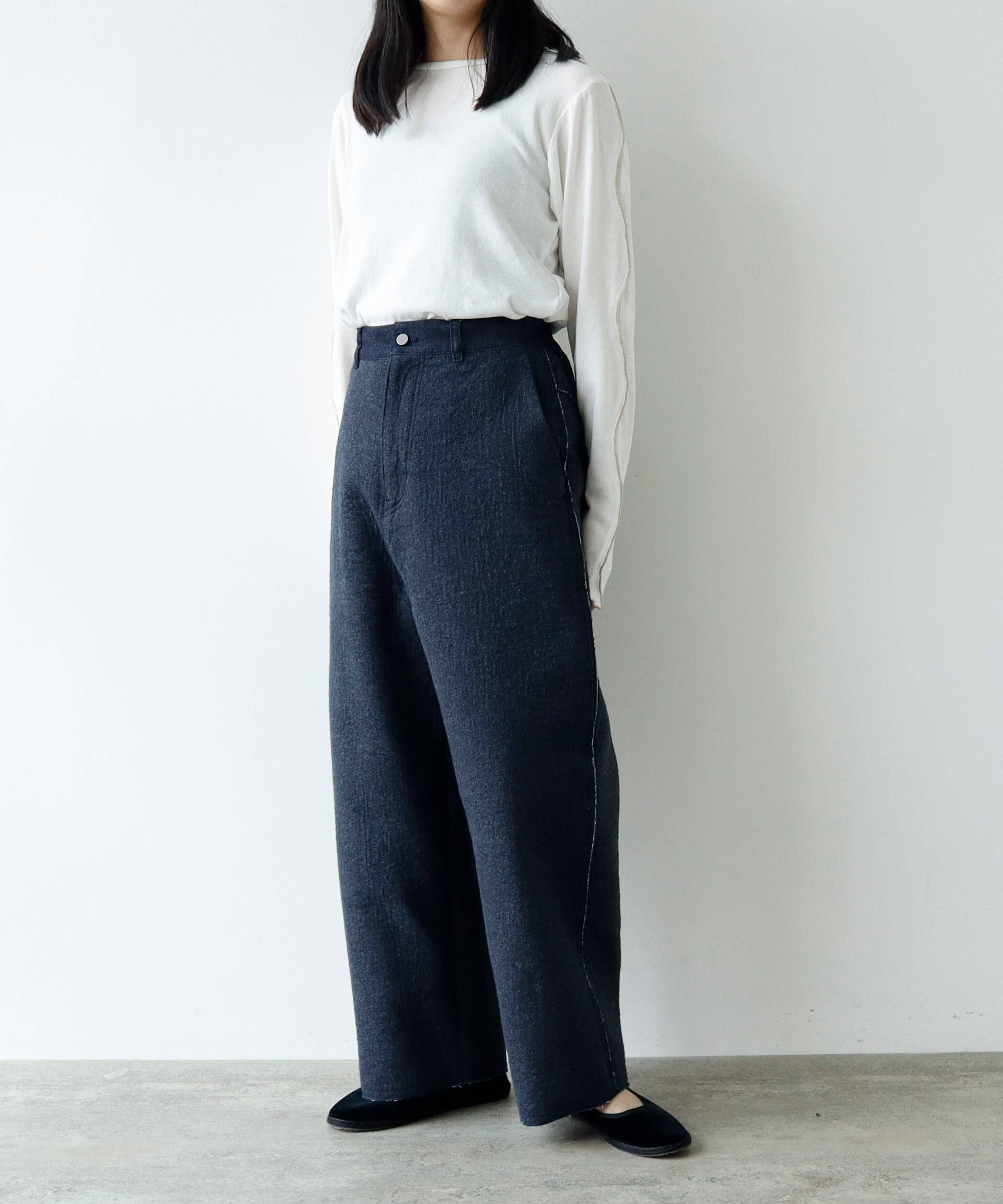 AMBIDEX Store 〇Denim/freece needle punch カーブパンツ(F ブラウン