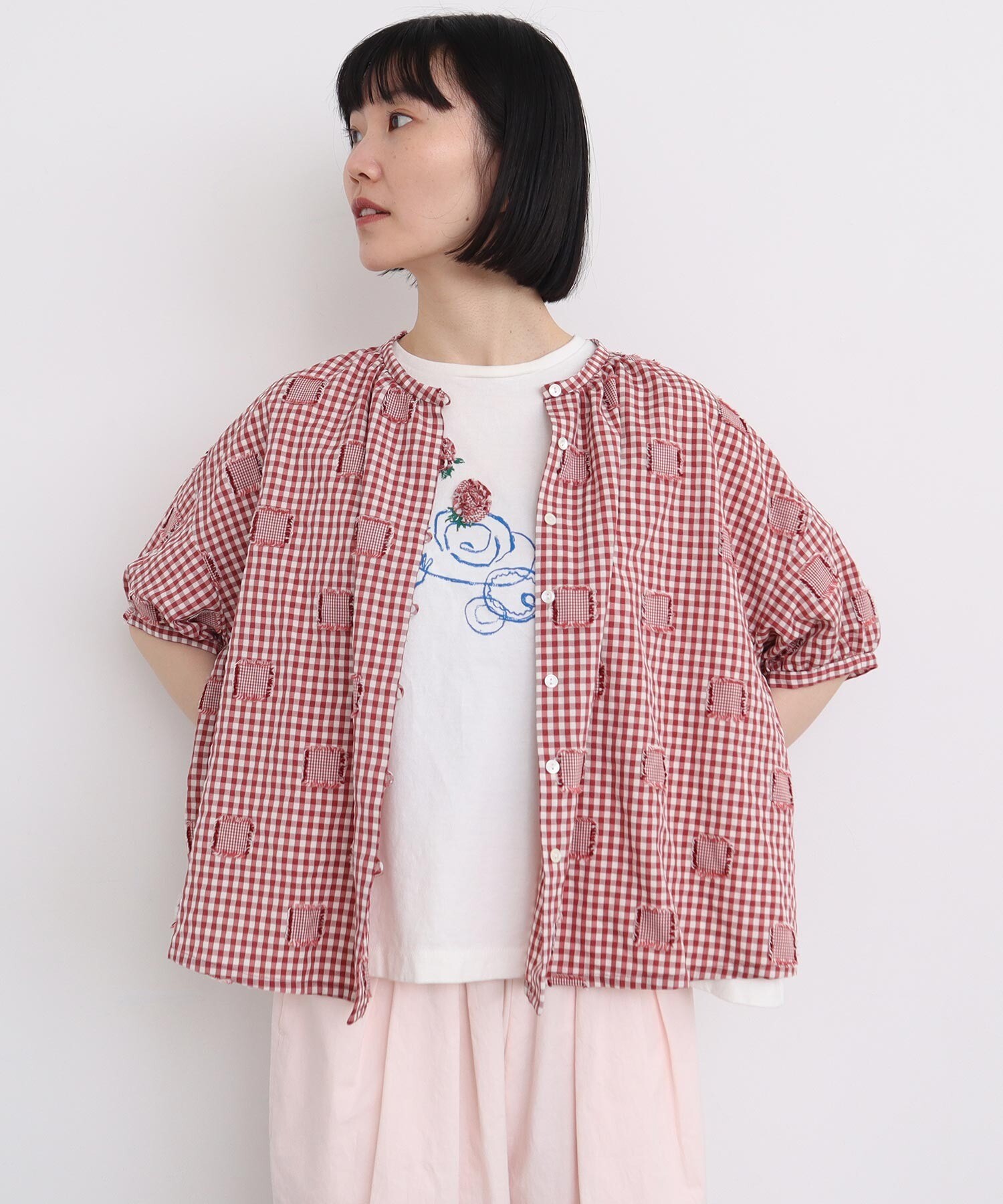 AMBIDEX Store 〇おやつの時間 テープ刺繍Tシャツ(F クロ): l AMBIDEX Store 〇おやつの時間 テープ刺繍Tシャツ(F クロ): l