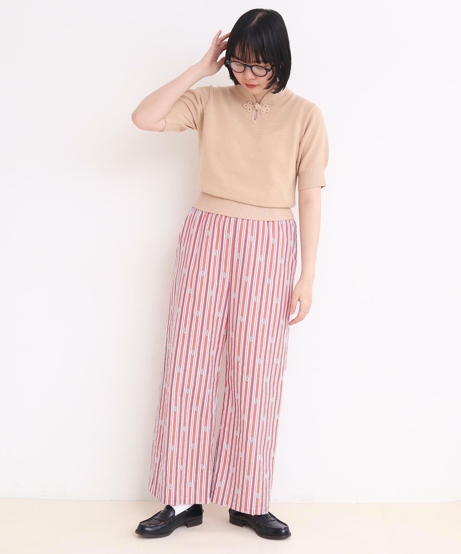 AMBIDEX Store 〇COTTON NYLON 華釦 半袖プルオーバー(F