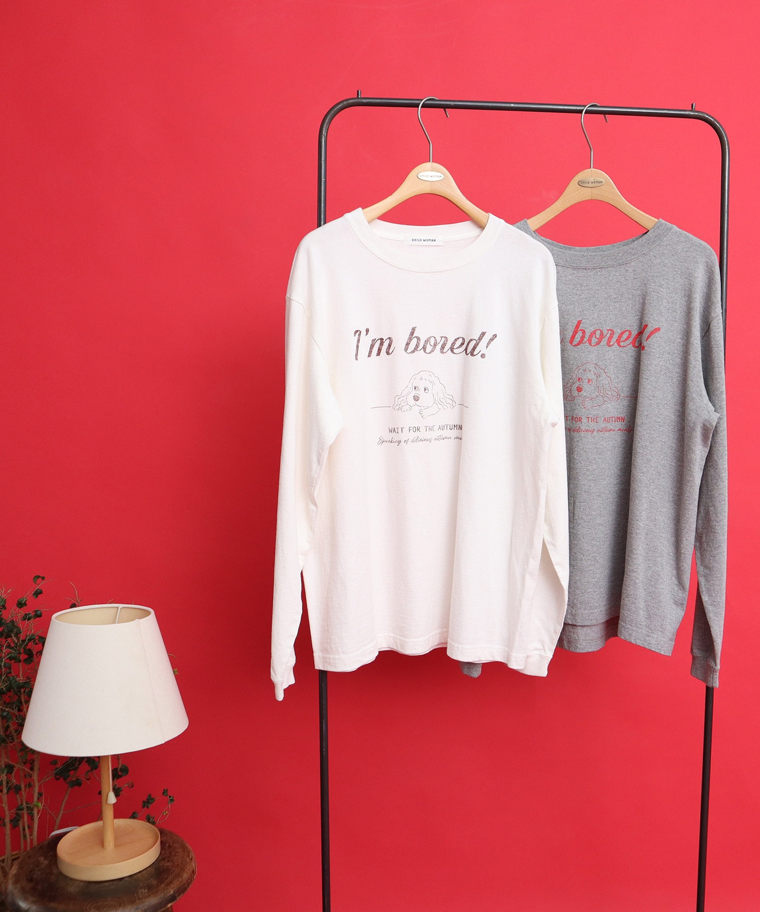 tシャツ 16/-天竺 秋を待つ犬プリント ロンＴ レディース AMBIDEX Store 【予約販売】○16/-天竺 秋を待つ犬プリント ロン