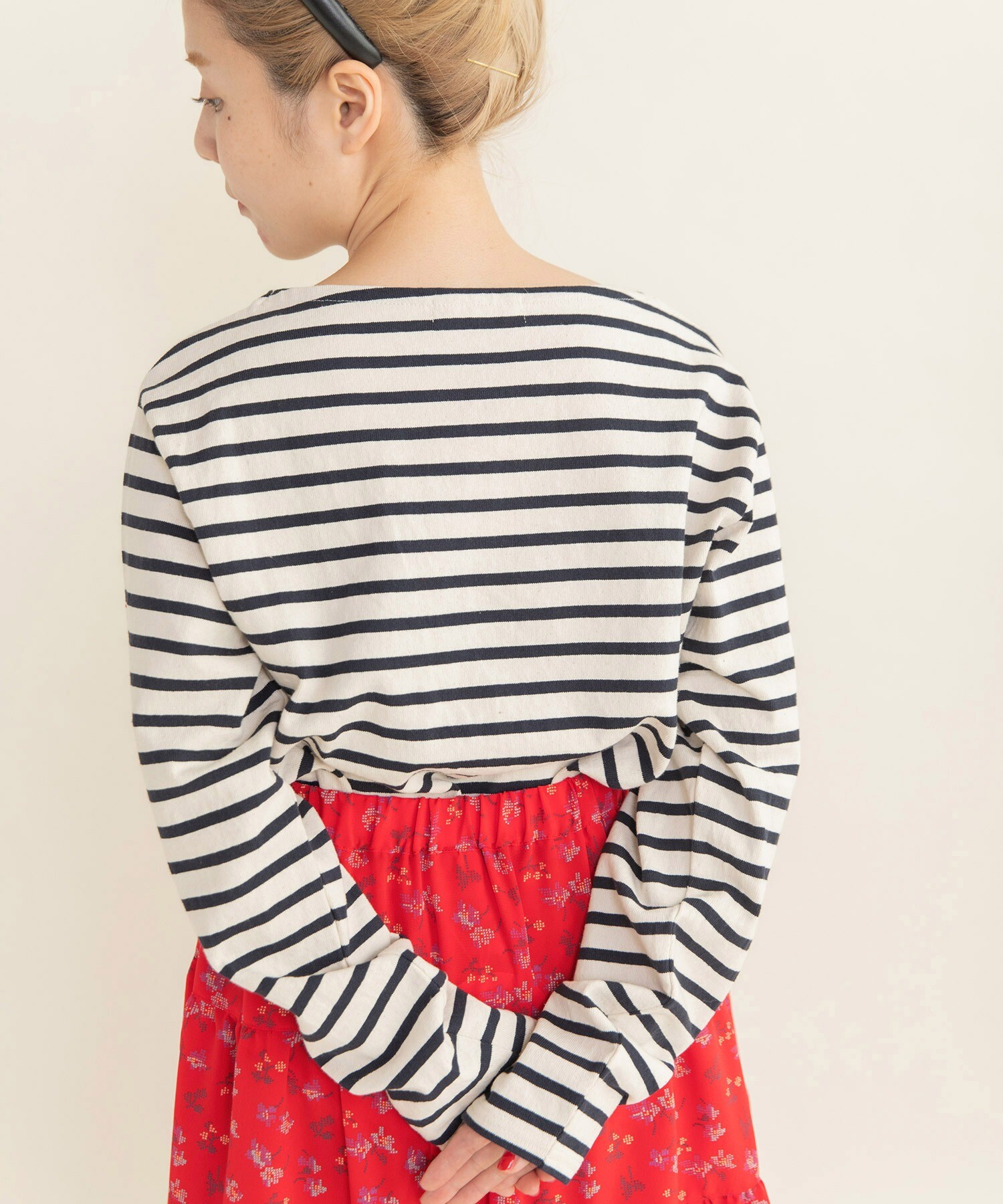 ことり様 オーダーページ AMBIDEX Store 16/2空紡糸ボーダー チェリー刺繍プルオーバー(F アオ