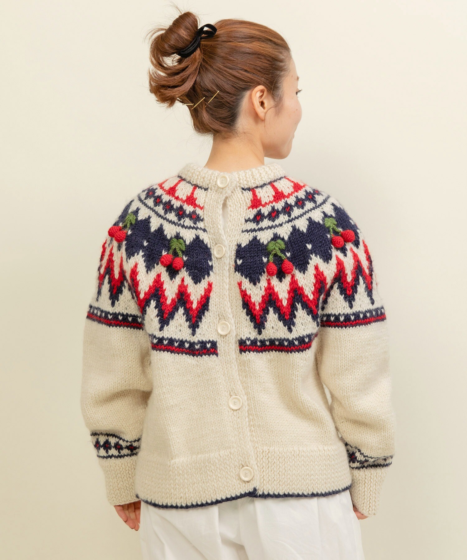 ANDFAMILYS CO. ビーチクロスカーディガン L 美品 ワンフォークロージング 1111clothing ◇モヘアタッチ 総柄