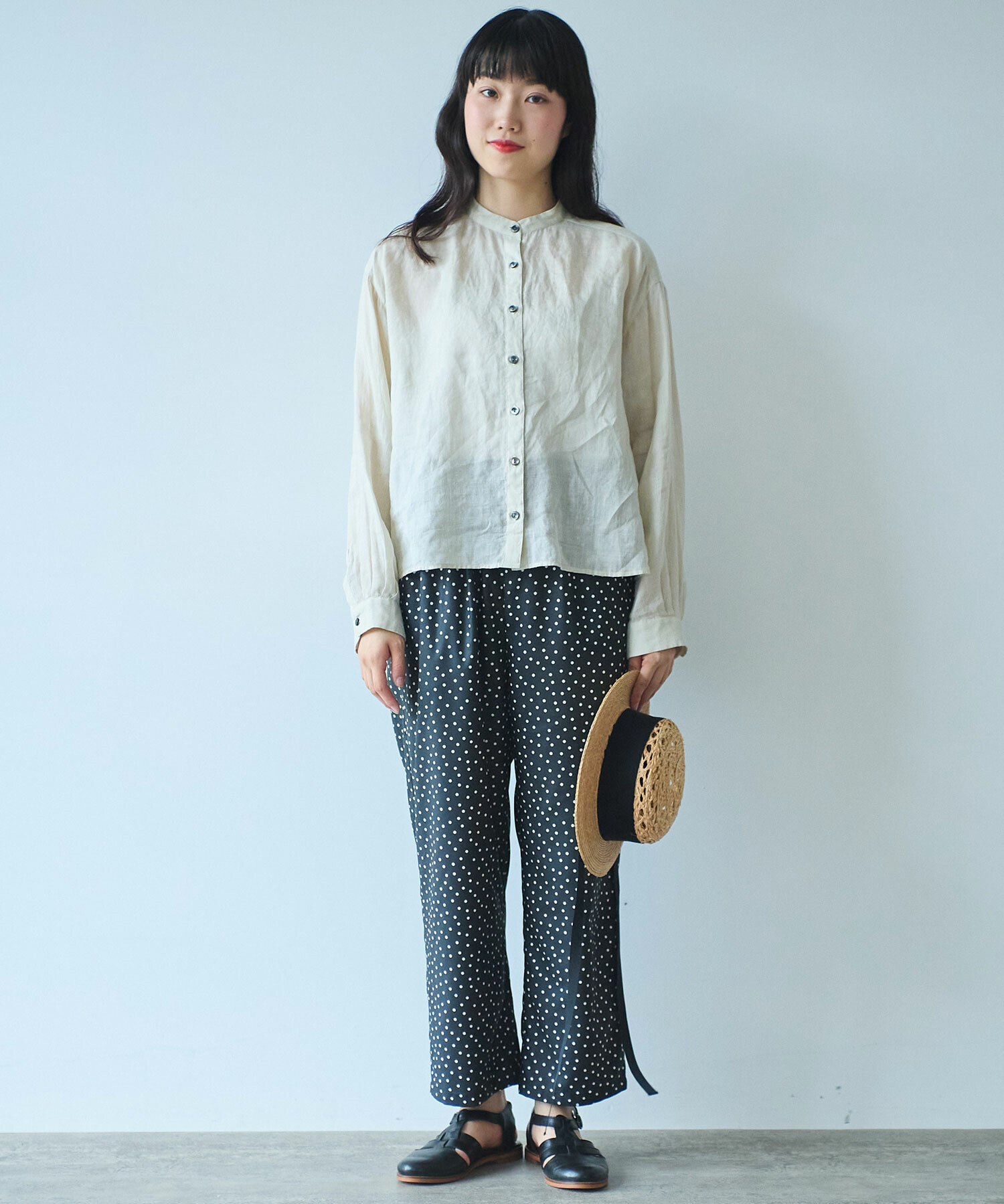 AMBIDEX Store 〇 Ramie ショート ブラウス(F ベージュ): bulle