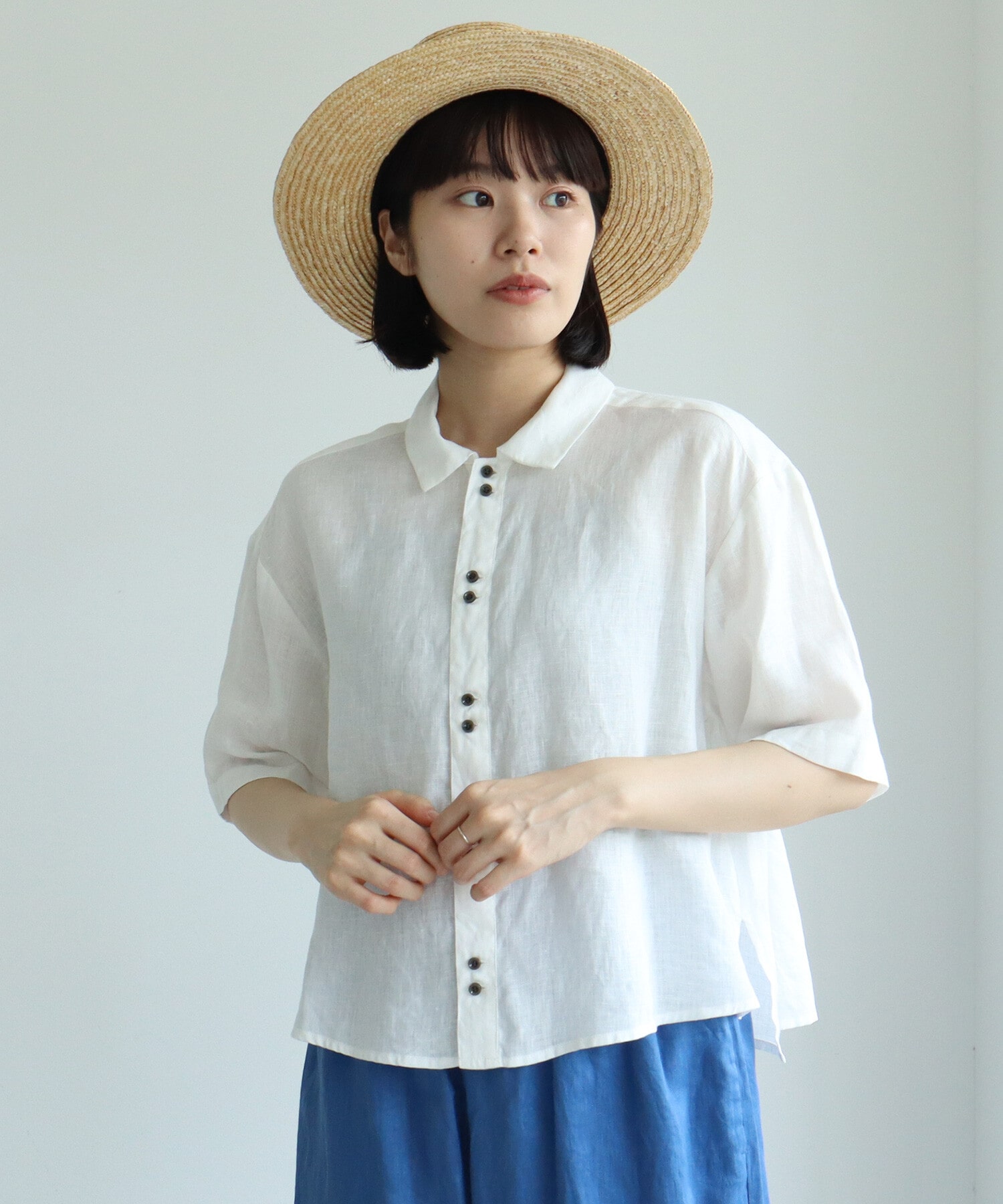 AMBIDEX Store 60s フレンチリネン boy shirt(F クロ): bulle de savon