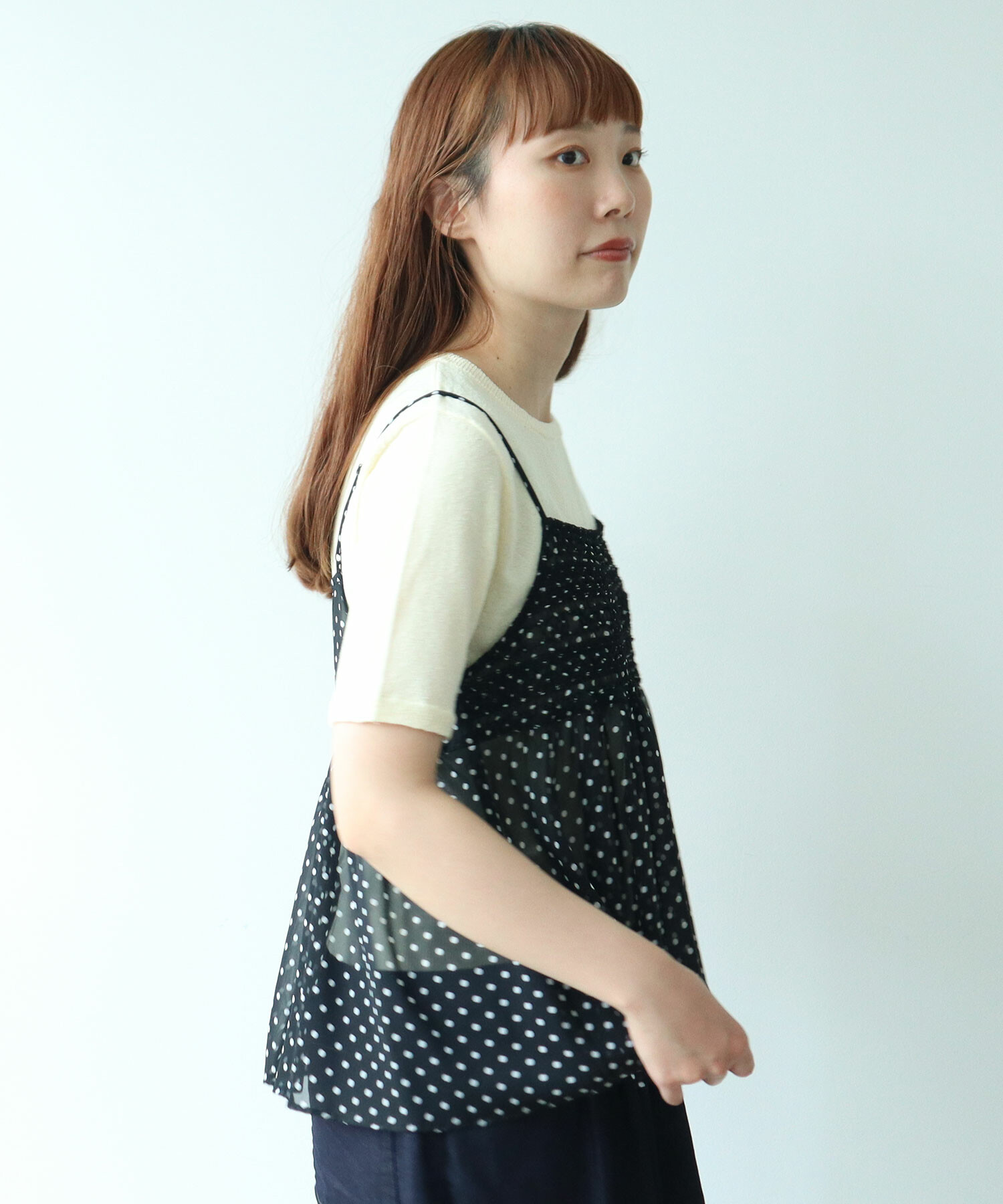 AMBIDEX Store 〇 ドット刺繍 キャミソール(F クロ): bulle de savon