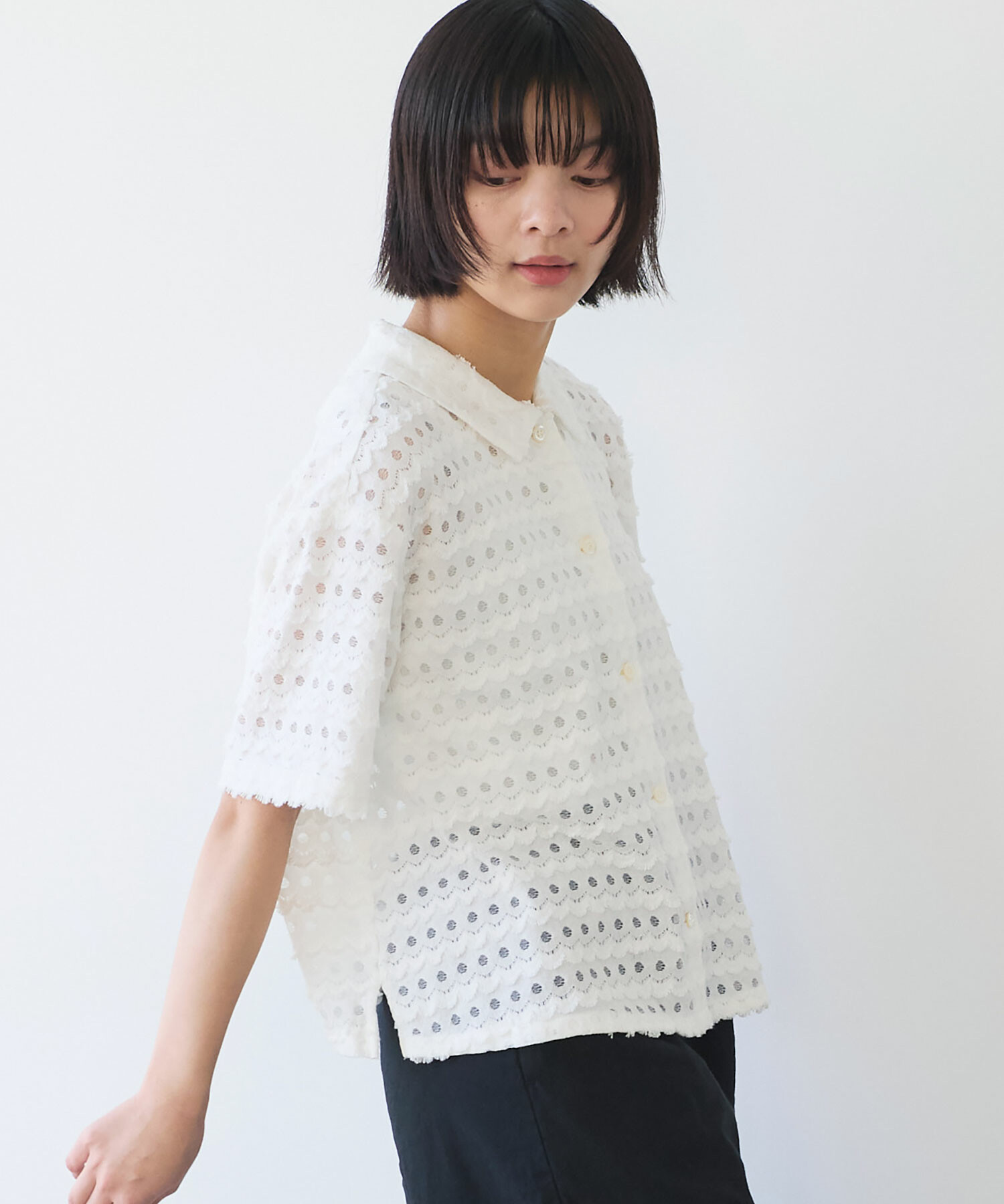bulle de savon - bulle de savon / まどろみトワイライトブラウス AMBIDEX Store △〇 naminami レース ブラウス(F アオ): bulle