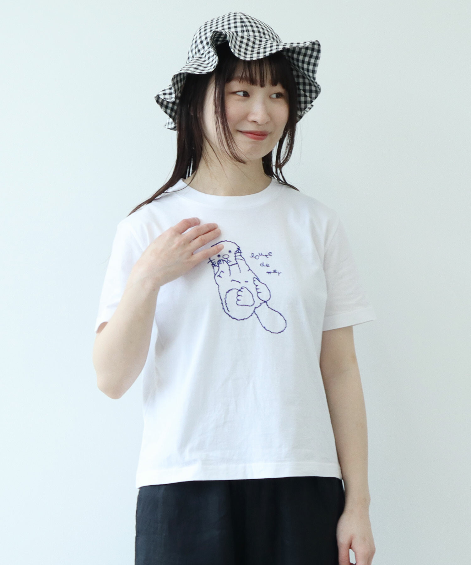 AMBIDEX Store 【予約販売】○ラッコ刺繍 Tシャツ(F シロ): bulle de savon