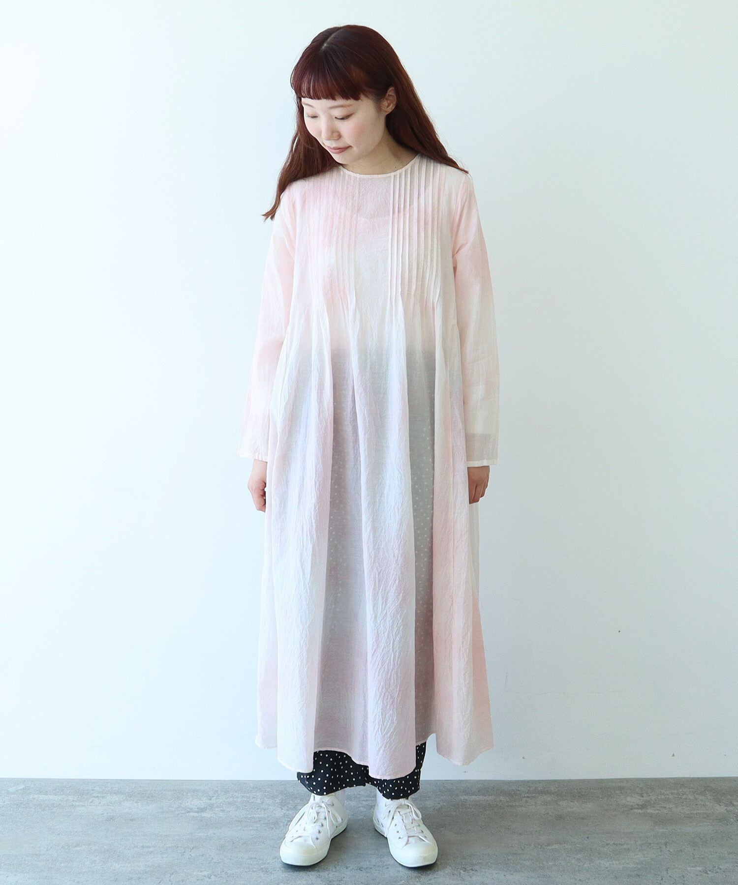 handmade＊ピンタックのワンピース セール】コットン ピンタックワンピース（ワンピース