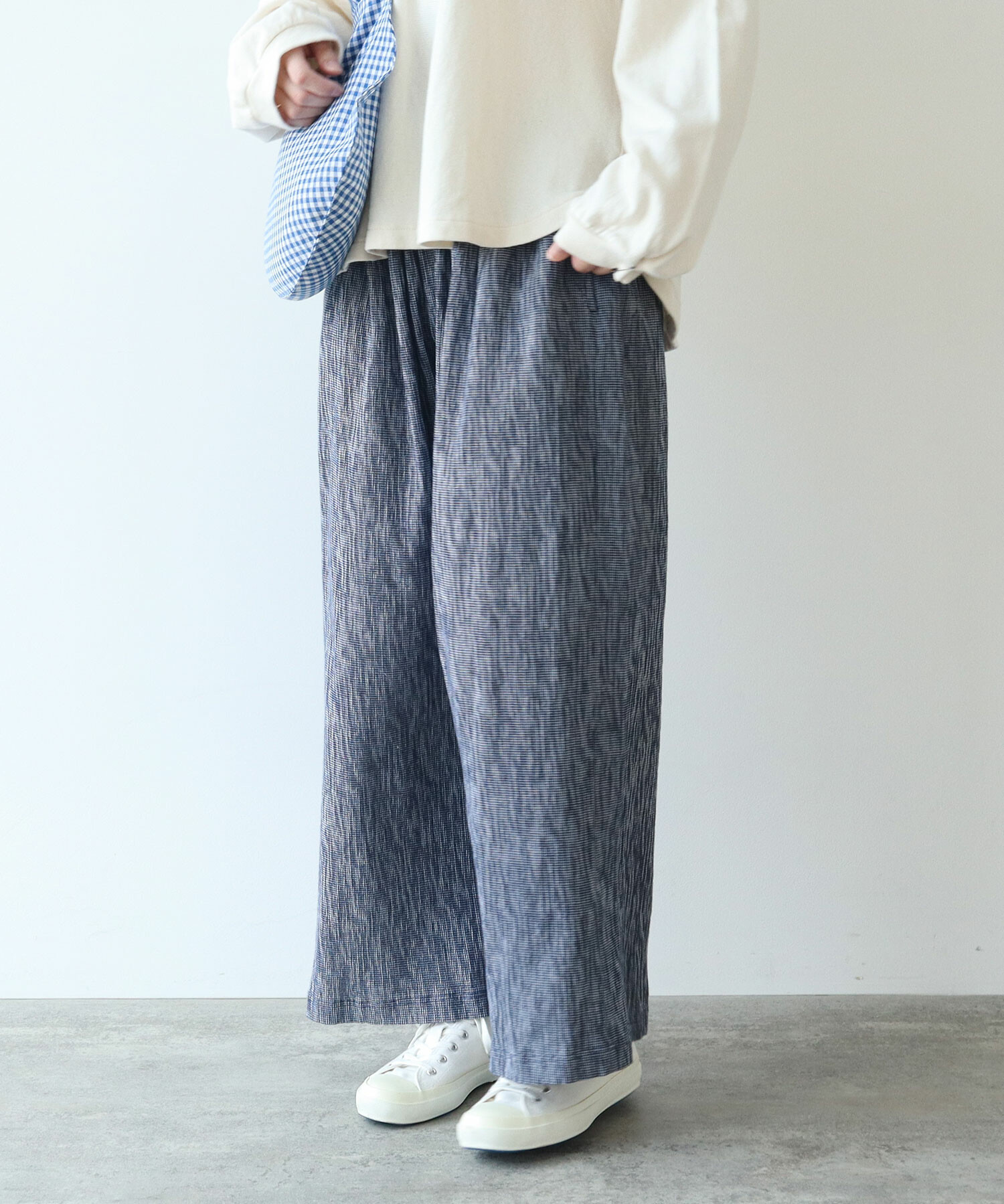 全国送料無料ギフト パンツ(F gingham mini 〇 Store AMBIDEX アオ): savon de bulle カットソー(半袖/袖なし)