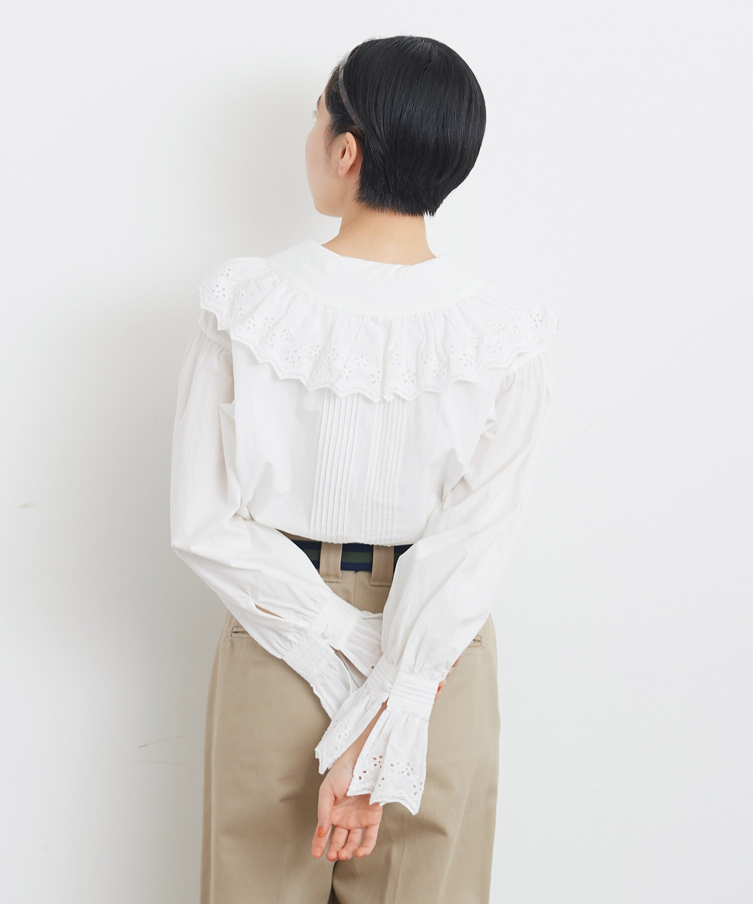 AMBIDEX Store △〇ブロード・レースピンタックBIG襟ブラウス(F シロ): Dot and Stripes CHILD WOMAN